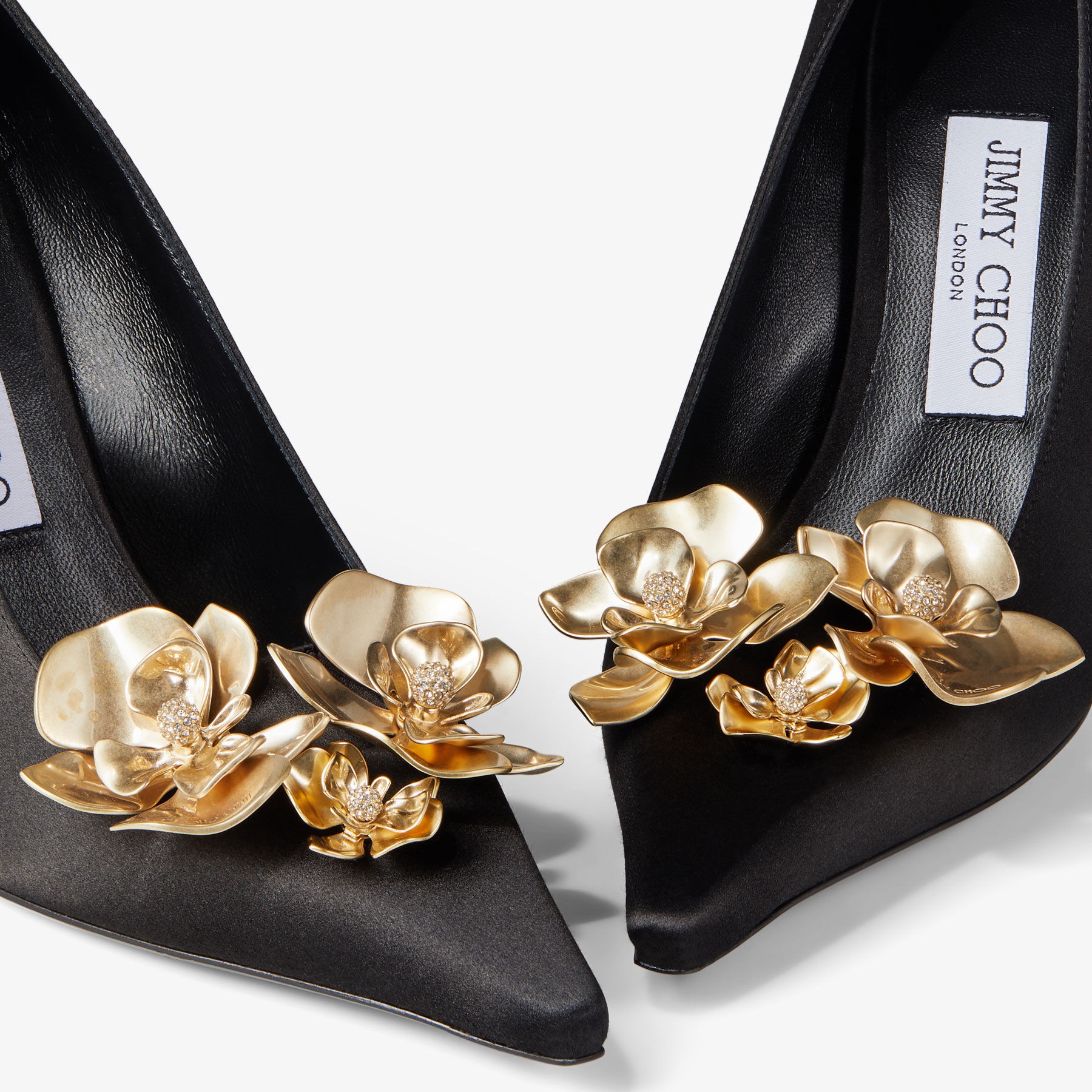 Ixia 95
Black Satin Pumps with Flowers - 5