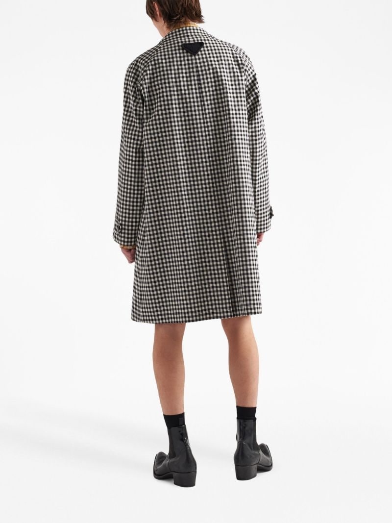 gingham-check cotton coat - 3