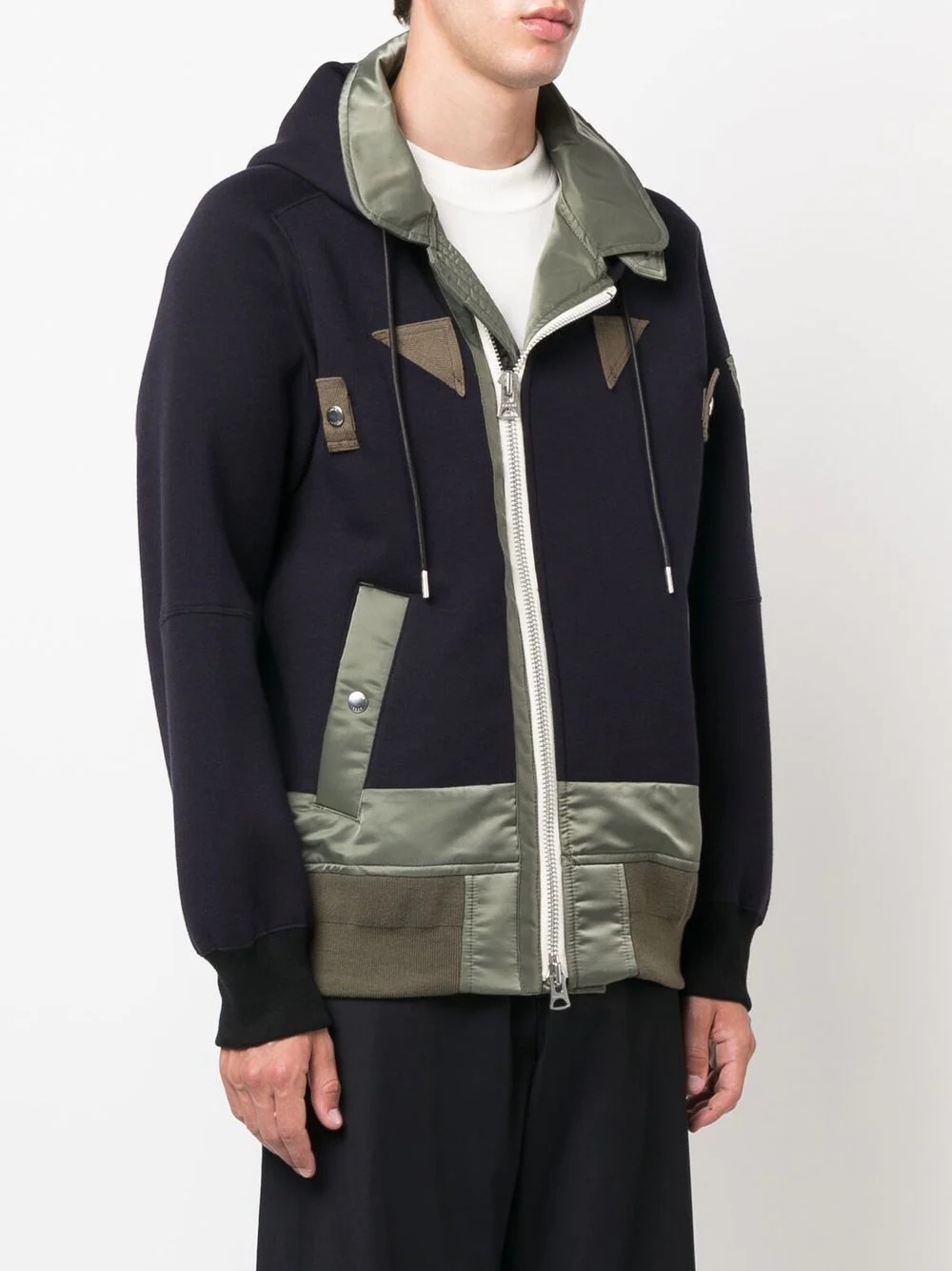 panelled hooded bomber jacket - 3