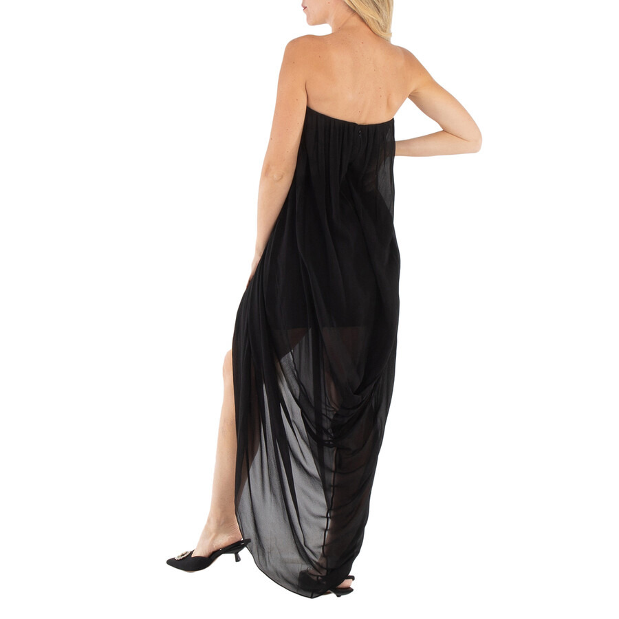 Burberry Black Mulberry Silk Evening Violet Draped Dress - 3