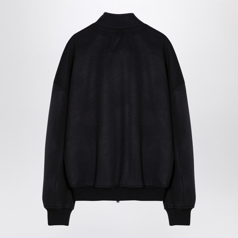 BLACK WOOL BOMBER JACKET - 2