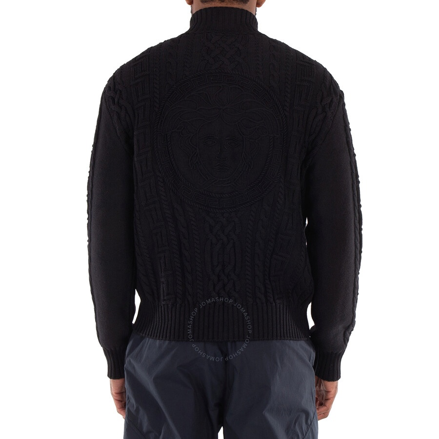 Versace Medusa Embroidered Cable-Knit Full Zip Cardigan - 5