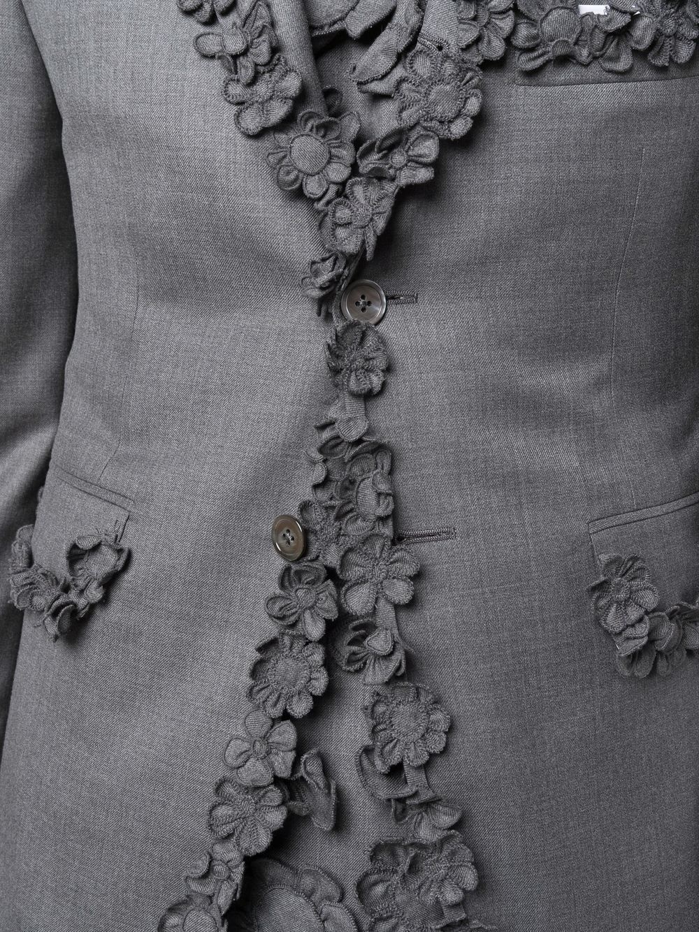 floral appliqué-trim classic sport coat jacket - 5