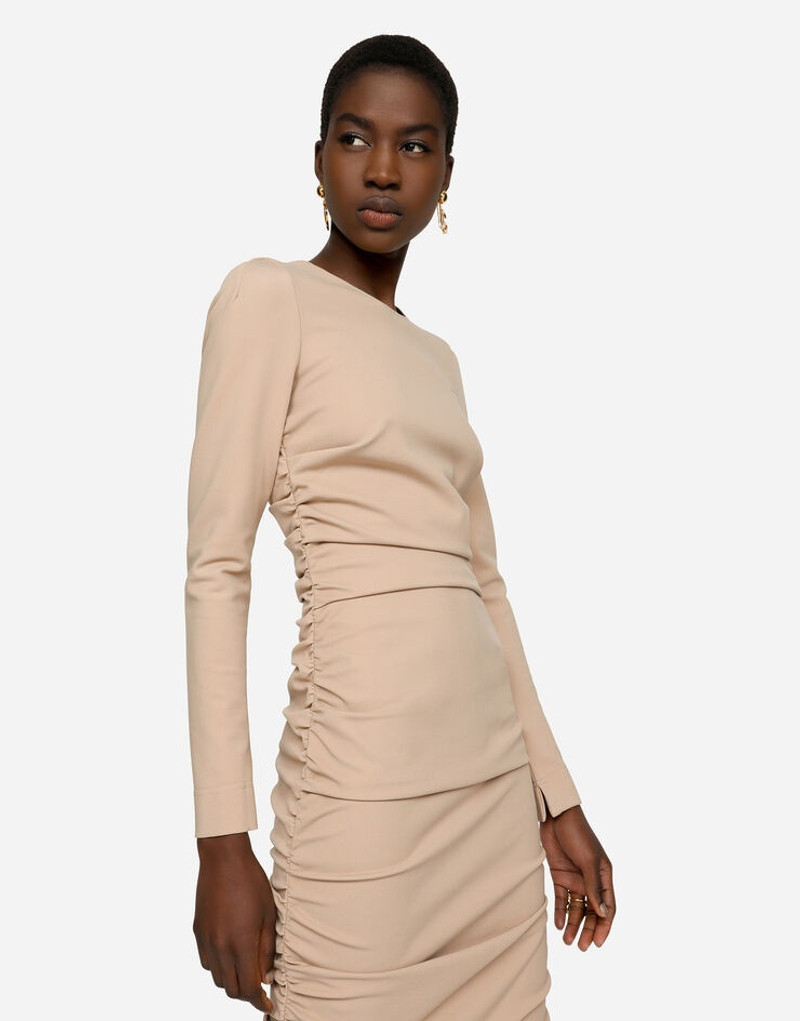 Jersey calf-length dress with draping 4