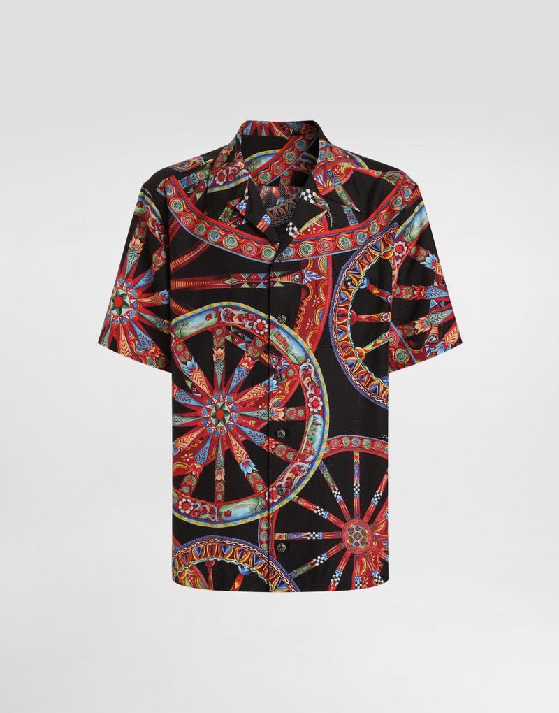Carretto-print hawaii silk jacquard shirt 1