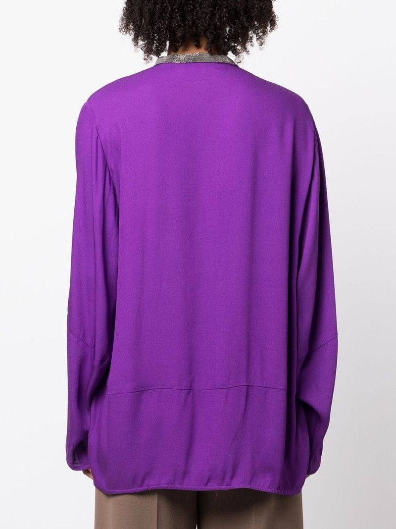 rhinestone-embellished collarless shirt 4
