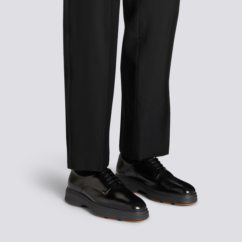 Santoni Men's black leather Easy Nova Derby shoe outlook