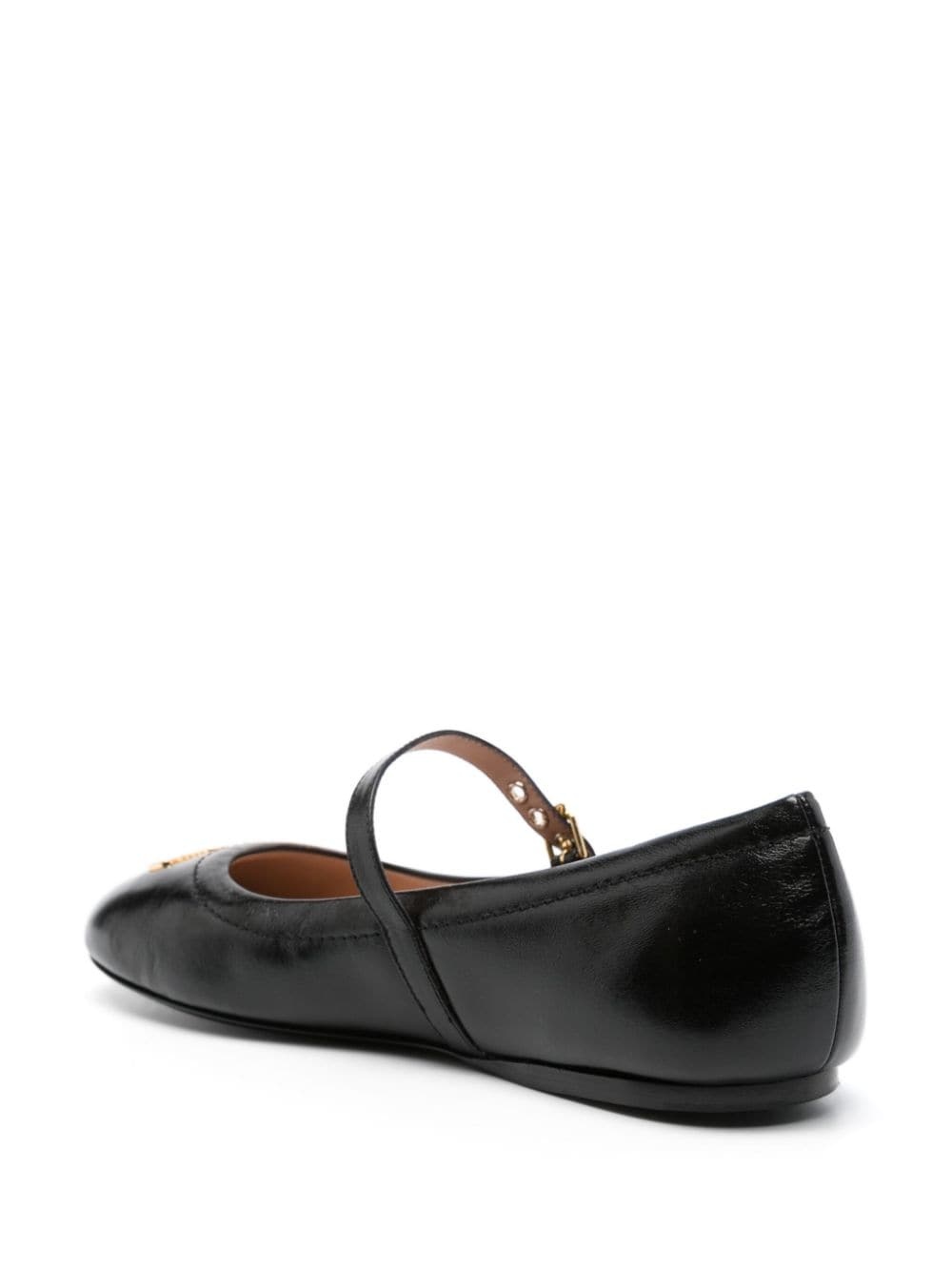 logo-lettering leather ballerina shoes - 3