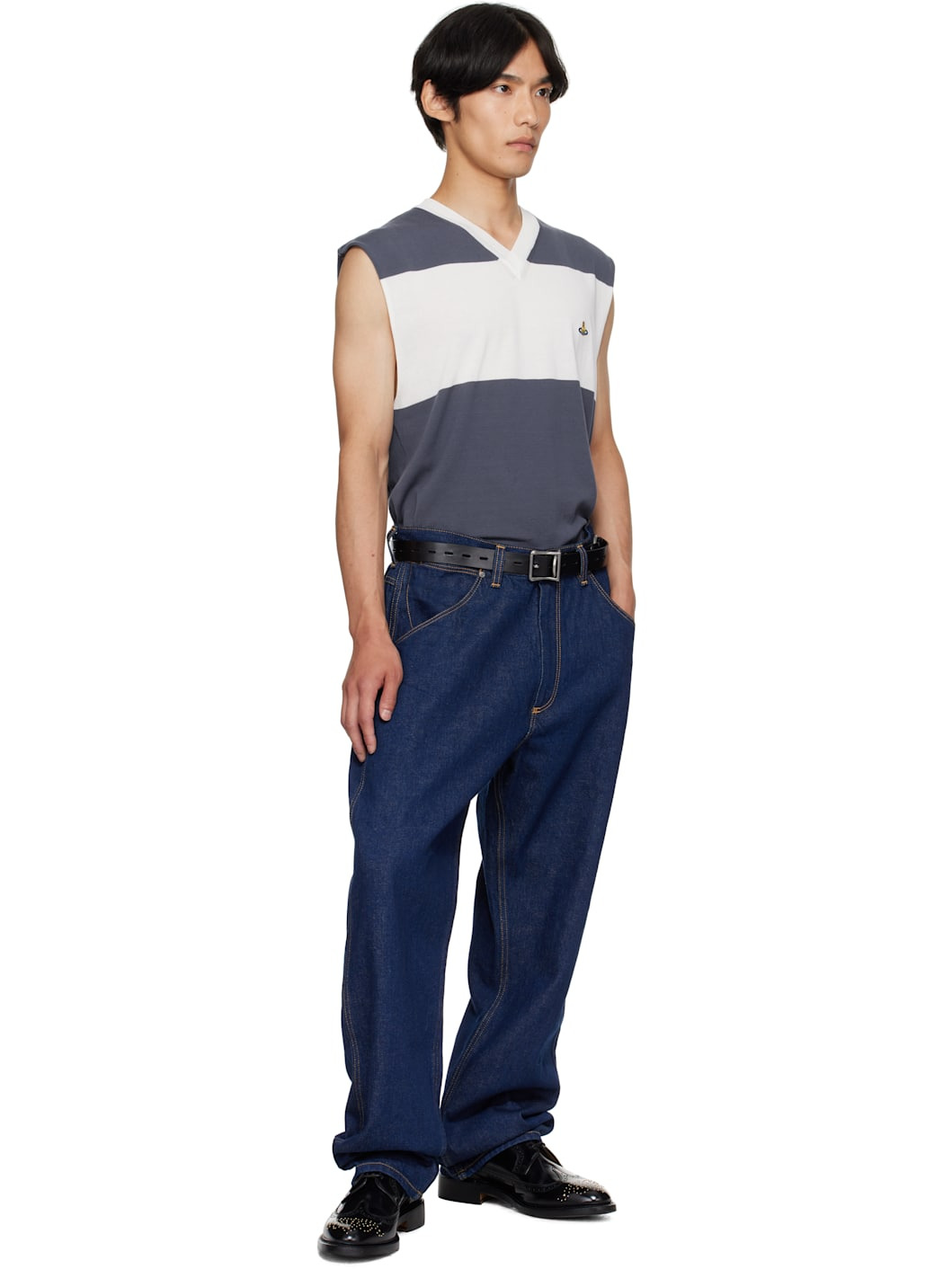 White & Blue Ollie Sweater Vest - 5