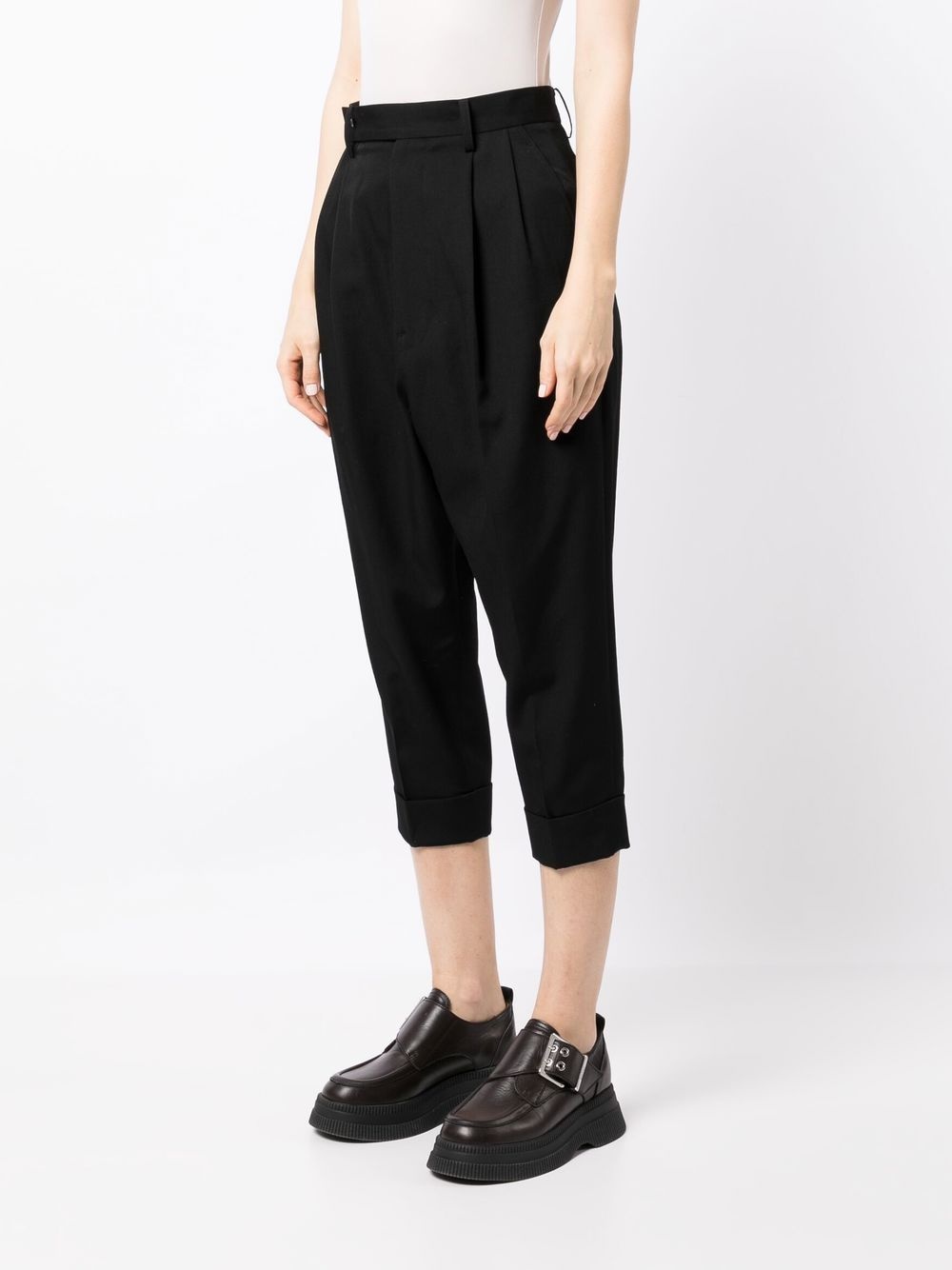 wool cropped tapered-trousers - 3
