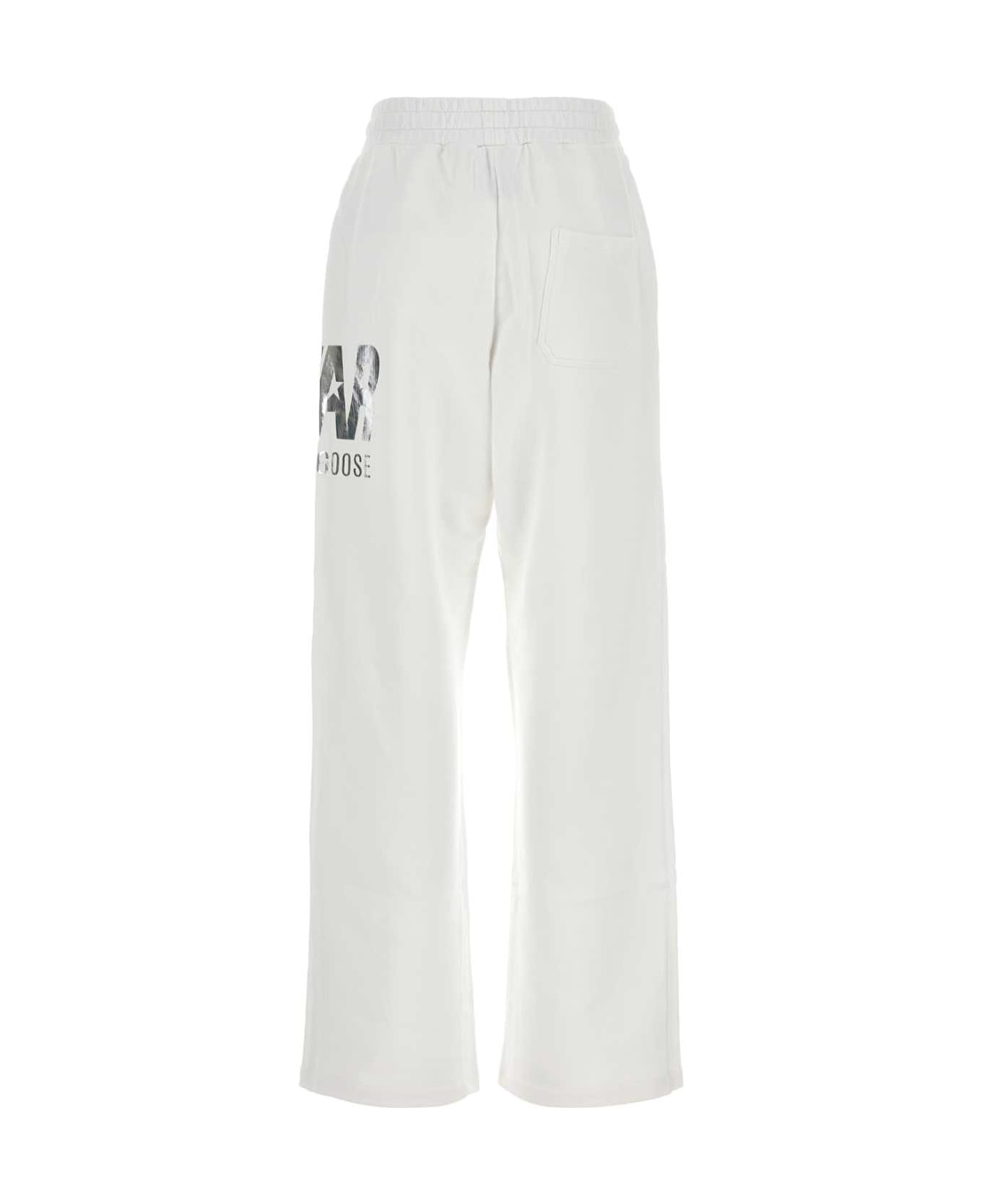 White Cotton Joggers - 2