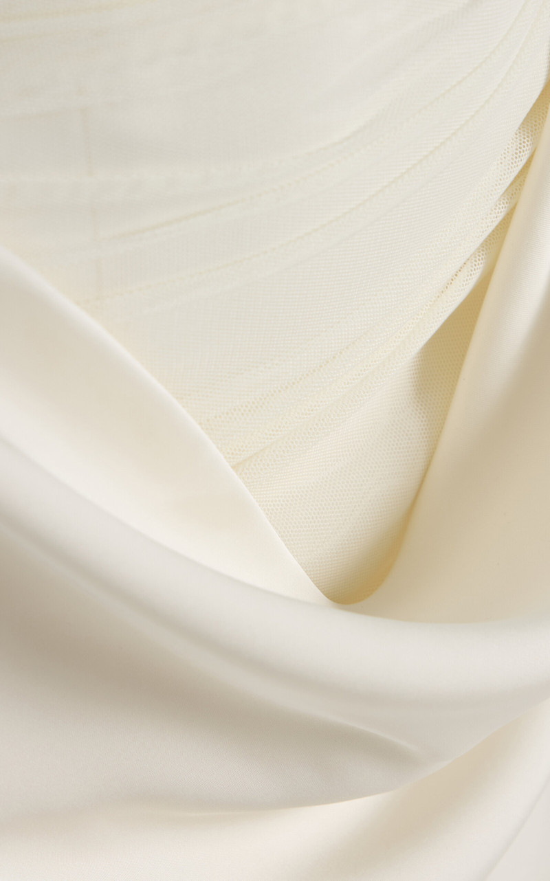 Ruched Tulle and Satin Maxi Dress white 5