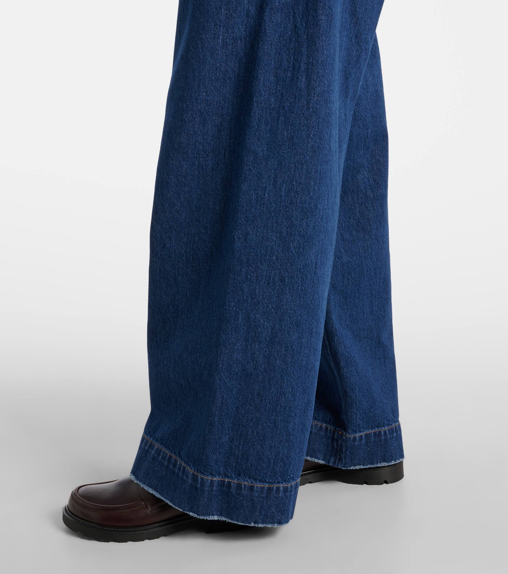 Mid-rise denim wide-leg pants - 5
