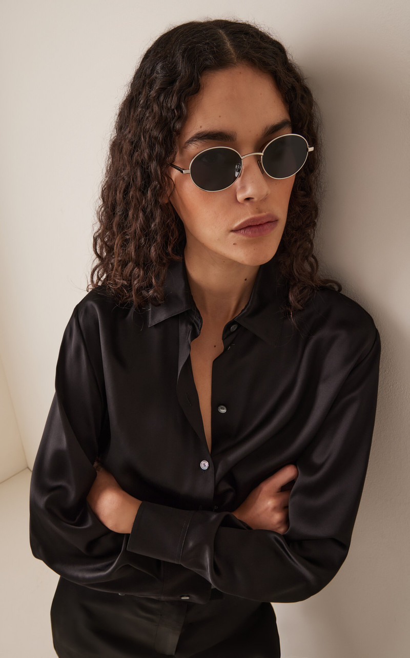 Givenchy City Round-Frame Metal Sunglasses grey outlook