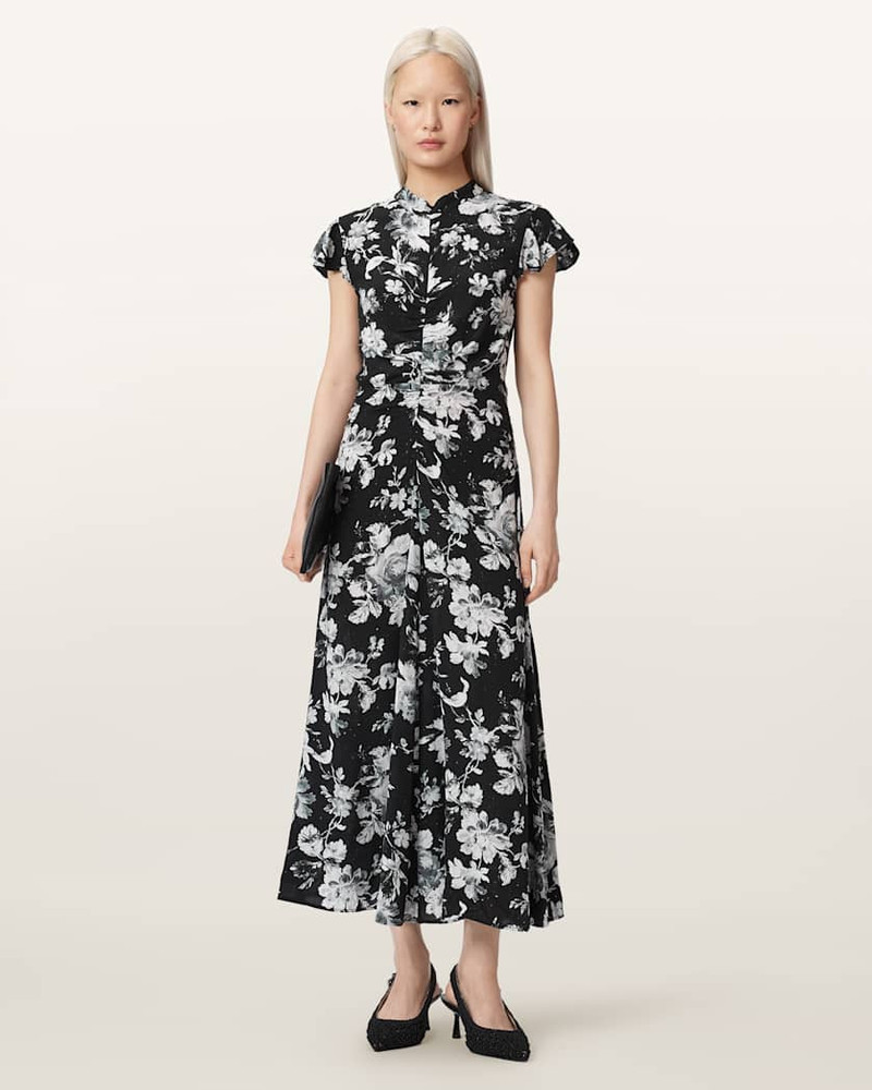 ALLSAINTS LOLITA SHORT SLEEVE FLORAL MIDI DRESS outlook
