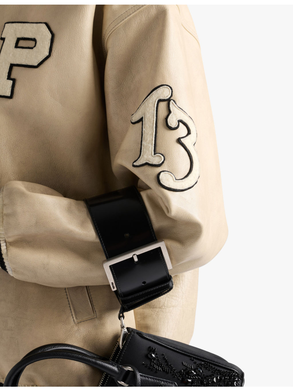 Patch-motif relaxed-fit leather bomber jacket - 5