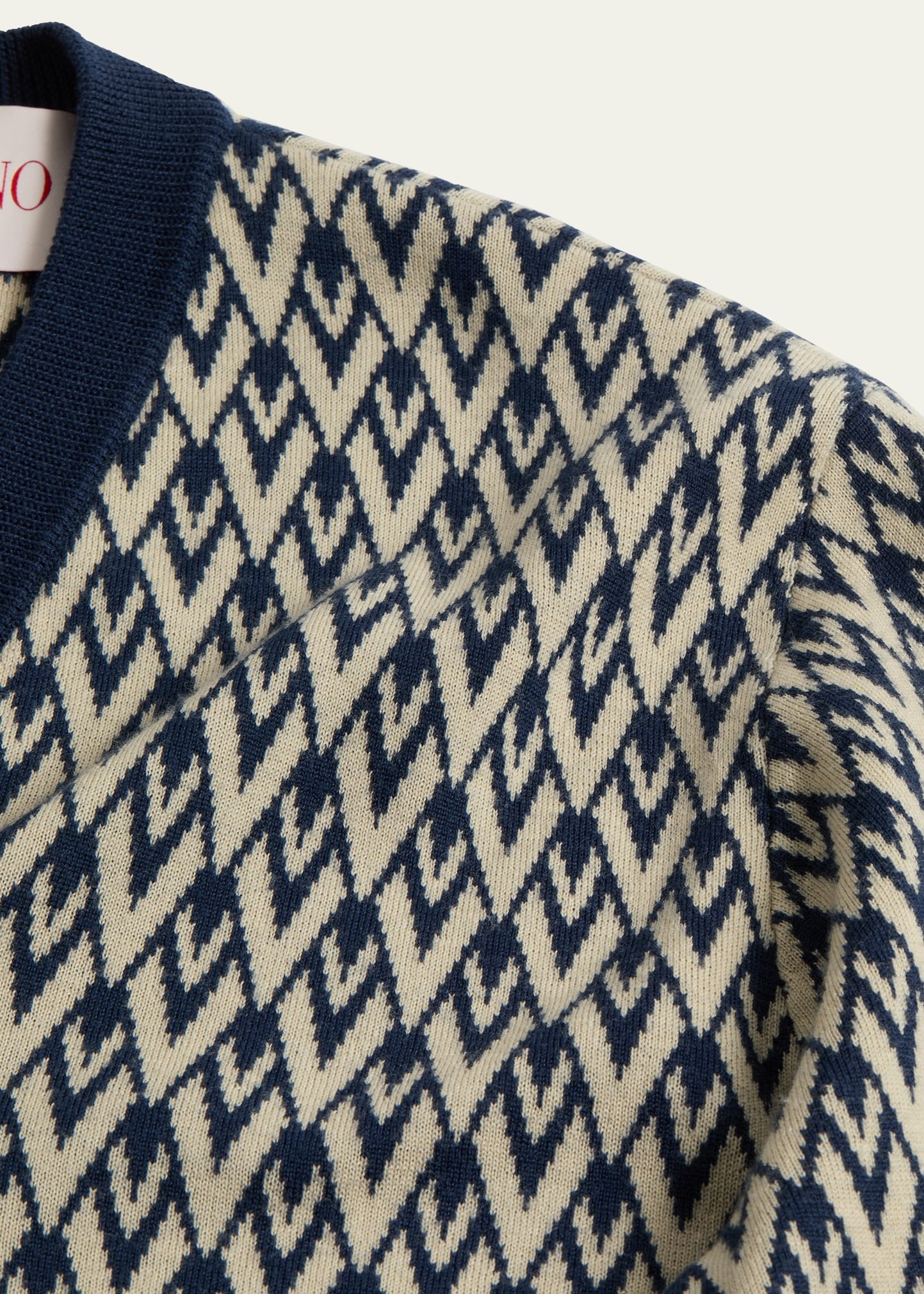 Men's V Jacquard Wool Sweater - 4