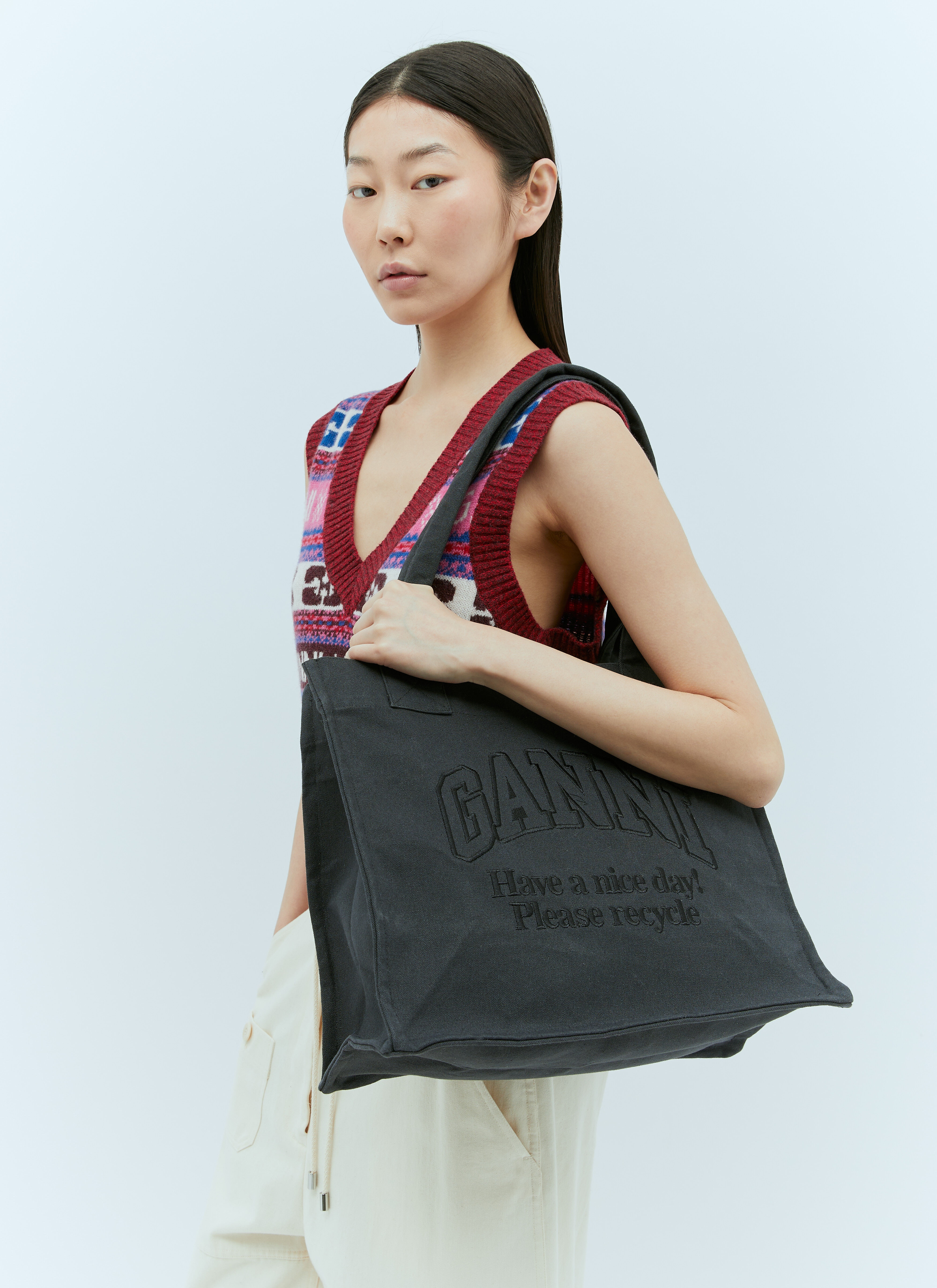 【GANNI】ラージイージーデニムトートバッグ GANNI ガニー トートバッグ ラージイージーショッパー デニム