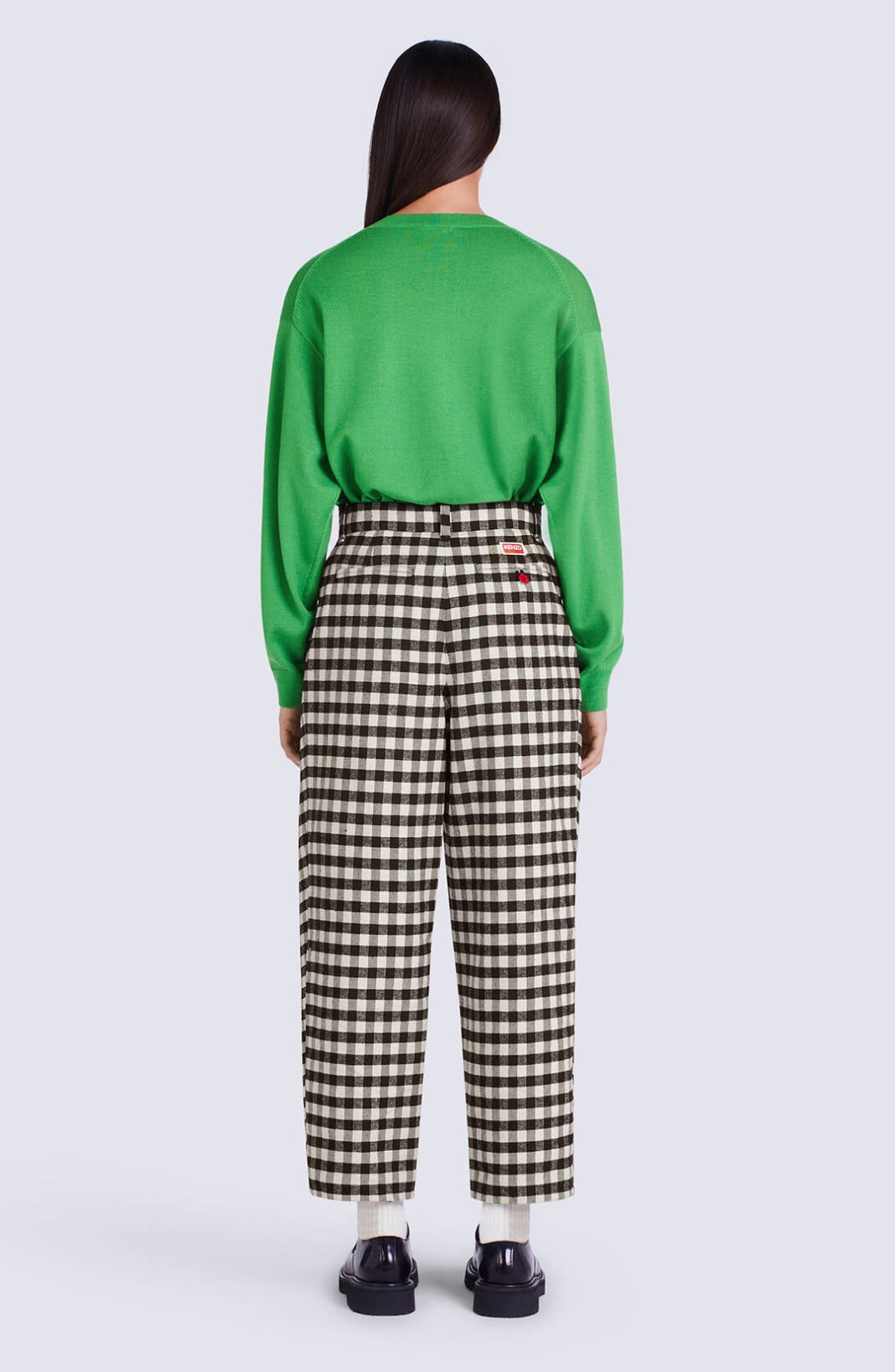 Cropped gingham trousers - 4