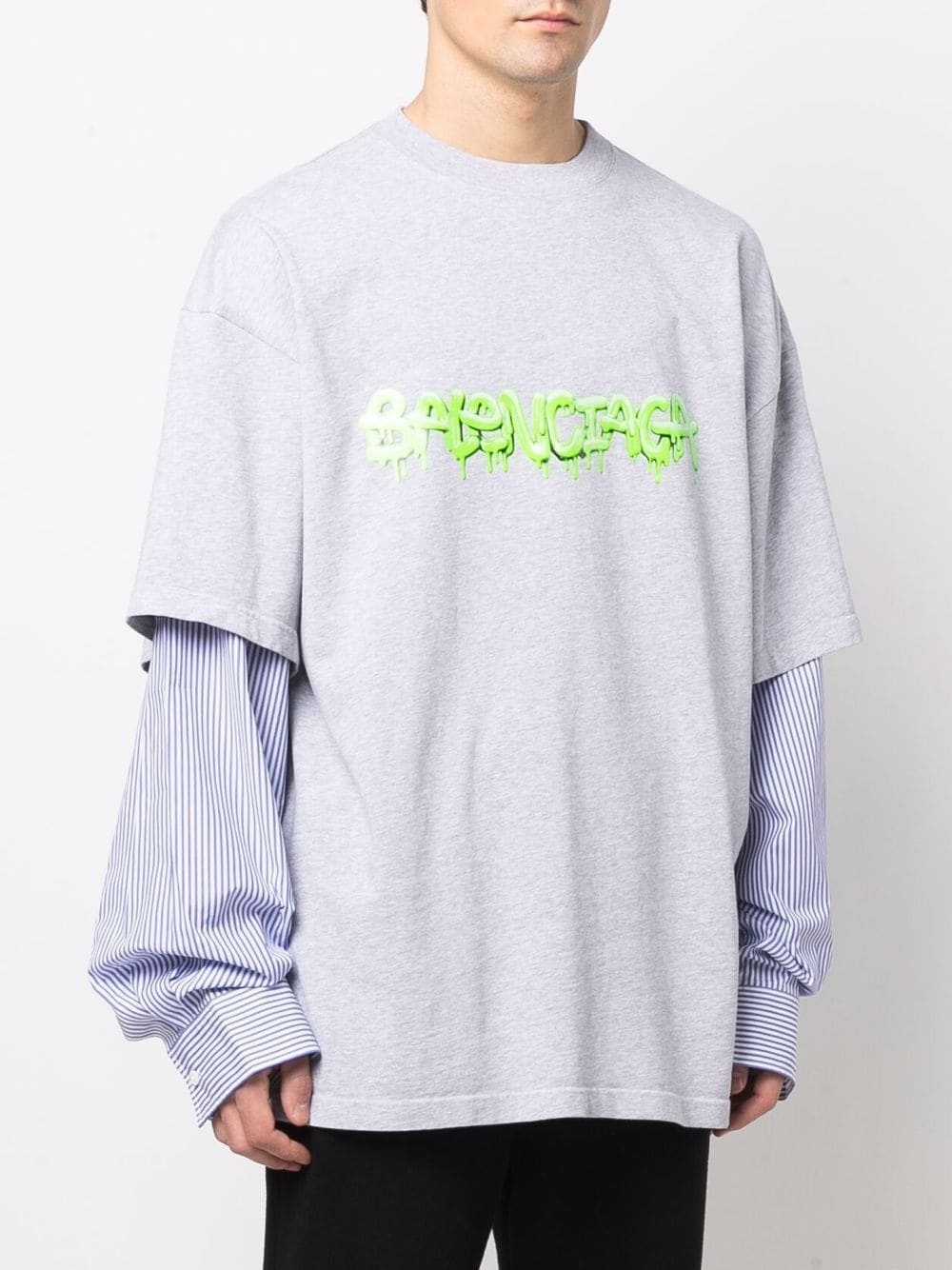 slime logo layered sleeve T-shirt - 4