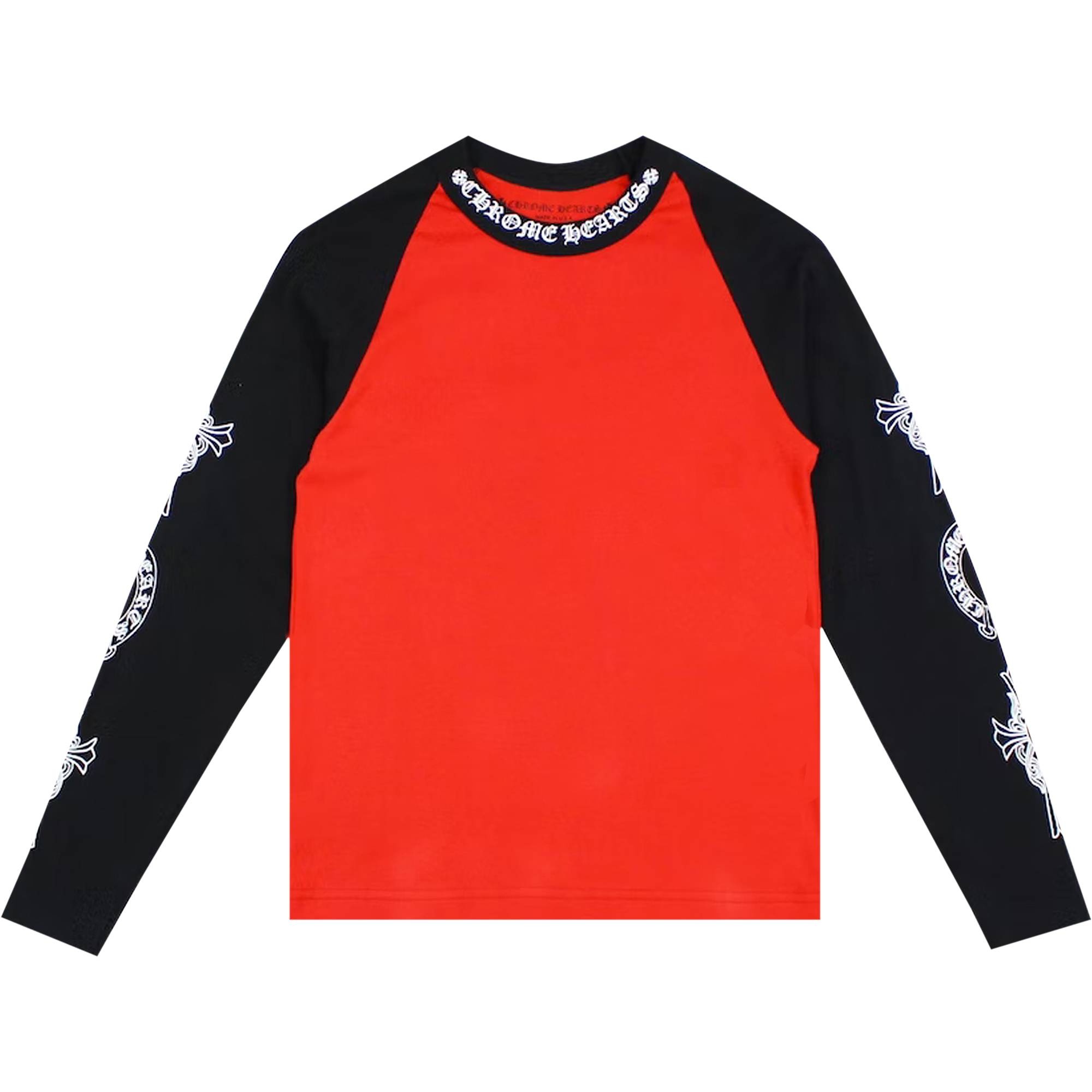 Chrome Hearts Neck Logo Baseball Shirt 'Red/Black' - 1