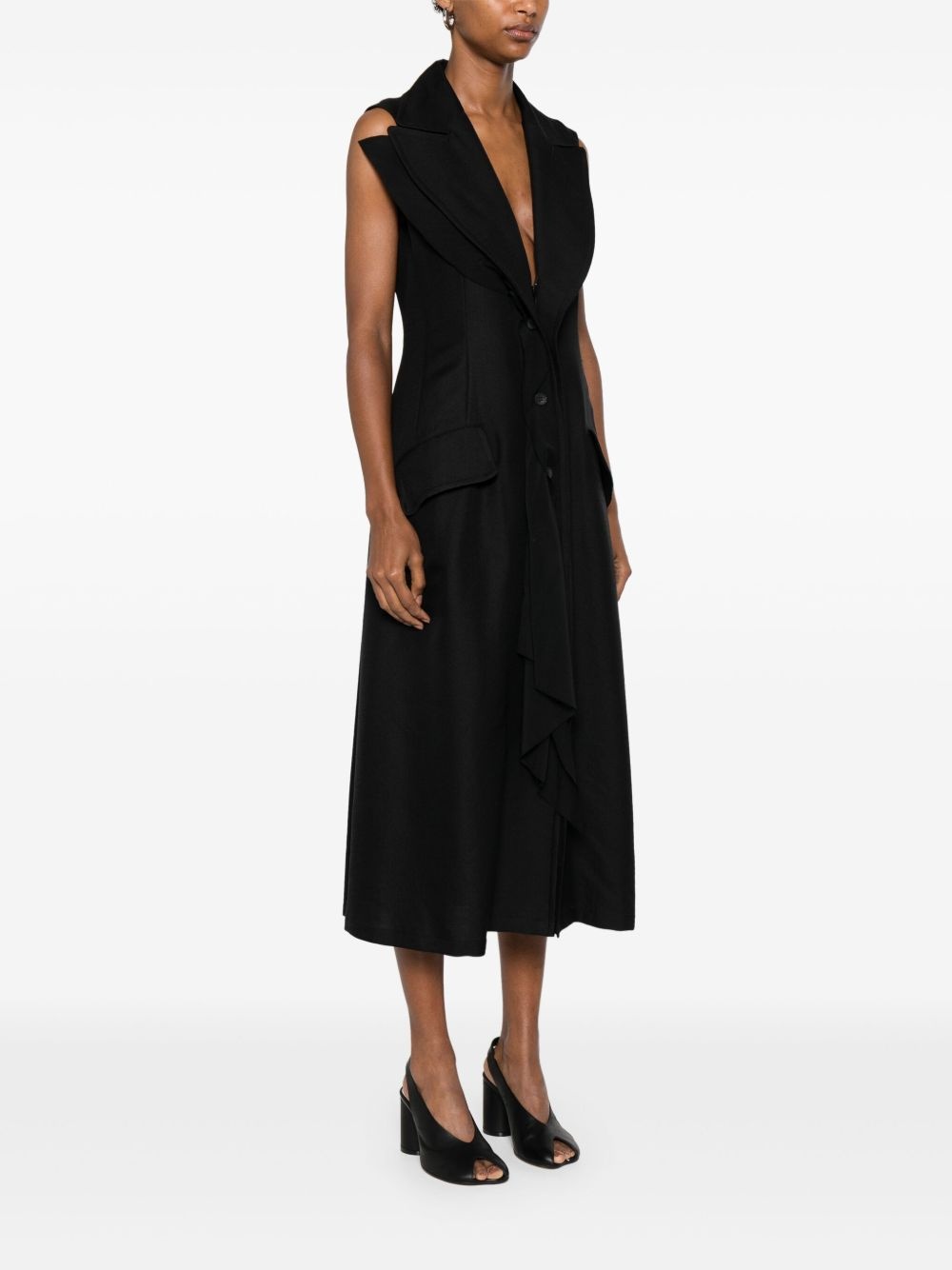 plunging V-neck midi dress - 3