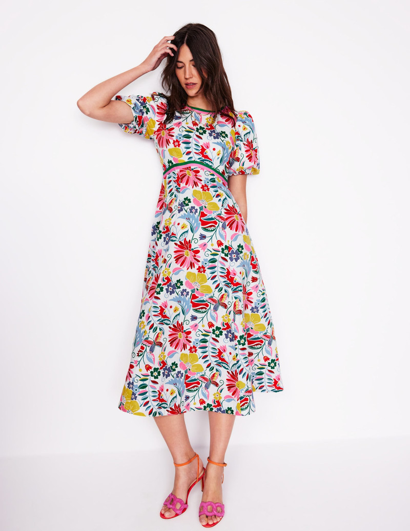 Empire Linen Tea Dress-Multi, Wildflower Trail 6