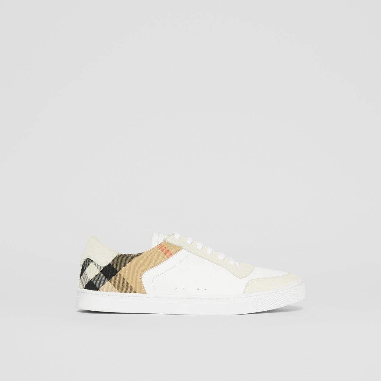 Leather, Suede and House Check Cotton Sneakers - 1