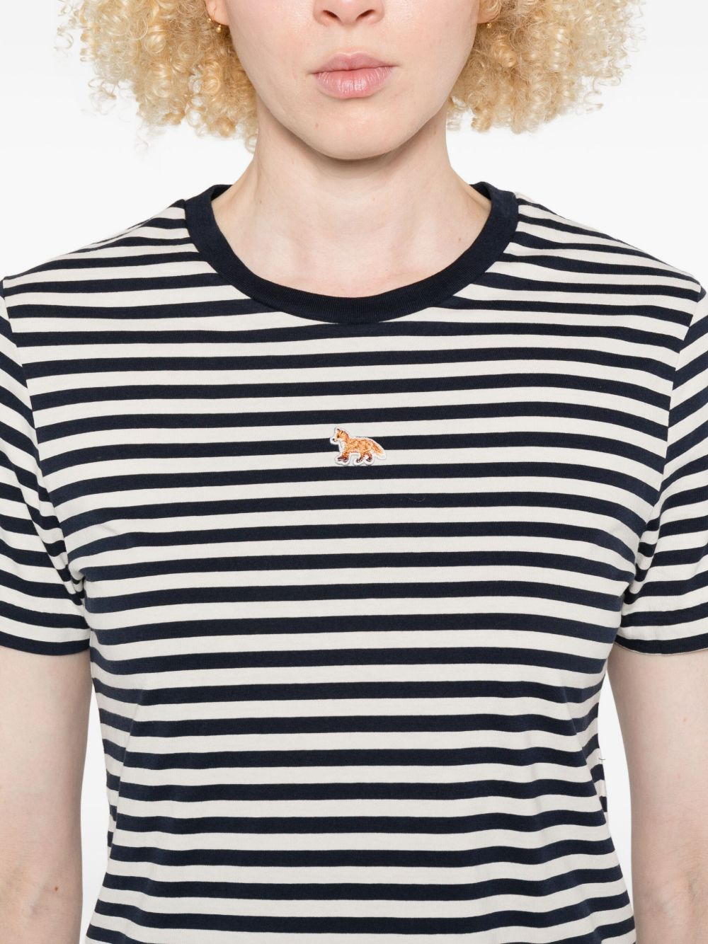 Baby fox-embroidered striped cropped top - 5