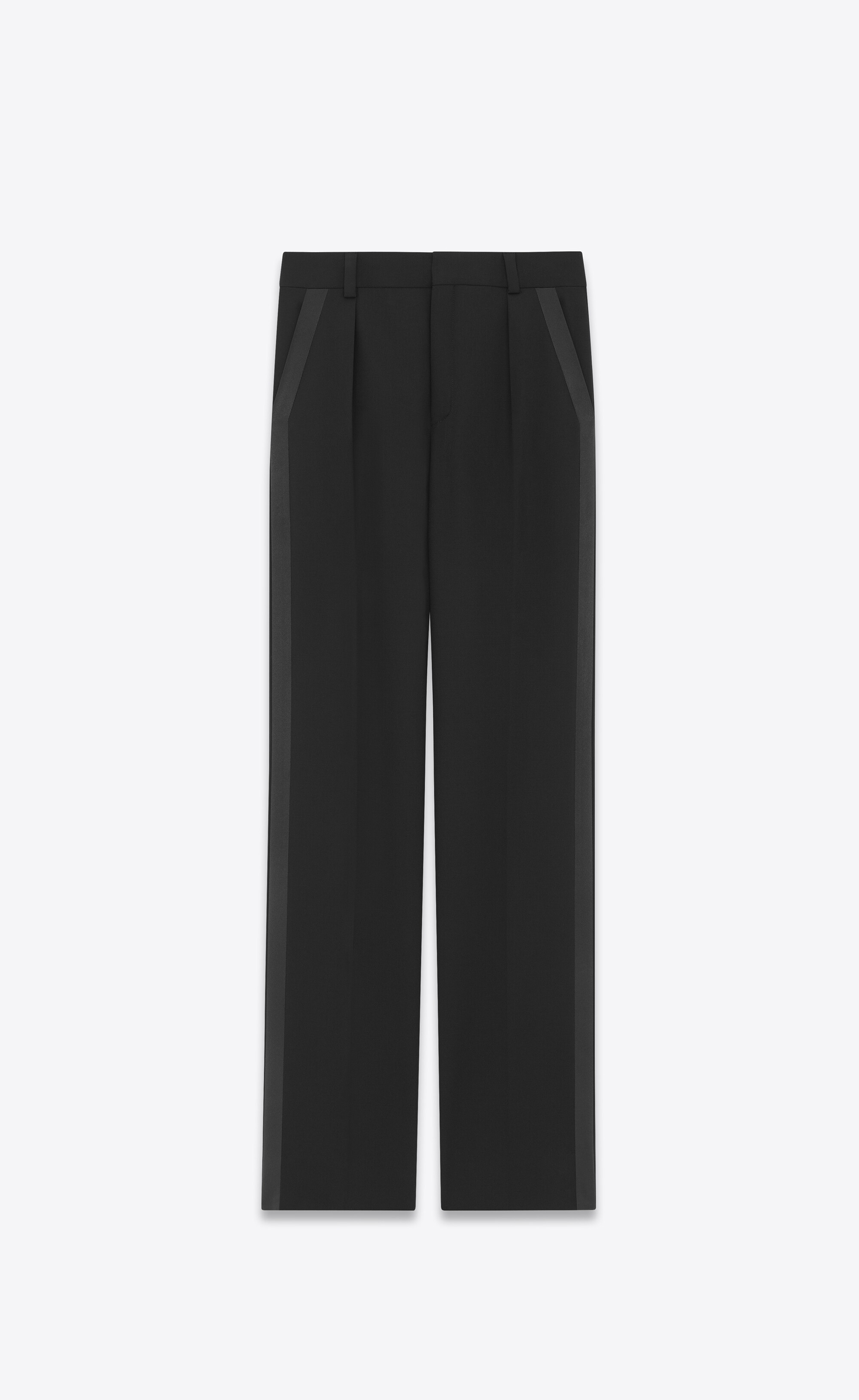 straight tuxedo pants in grain de poudre - 1