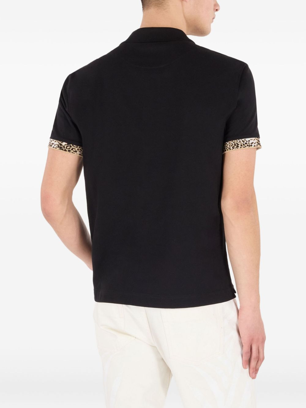 jaguar-print cuff polo shirt - 4