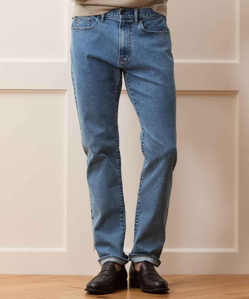 TODD SNYDER High-Rise Slim Stretch Jean in Washed Blue outlook