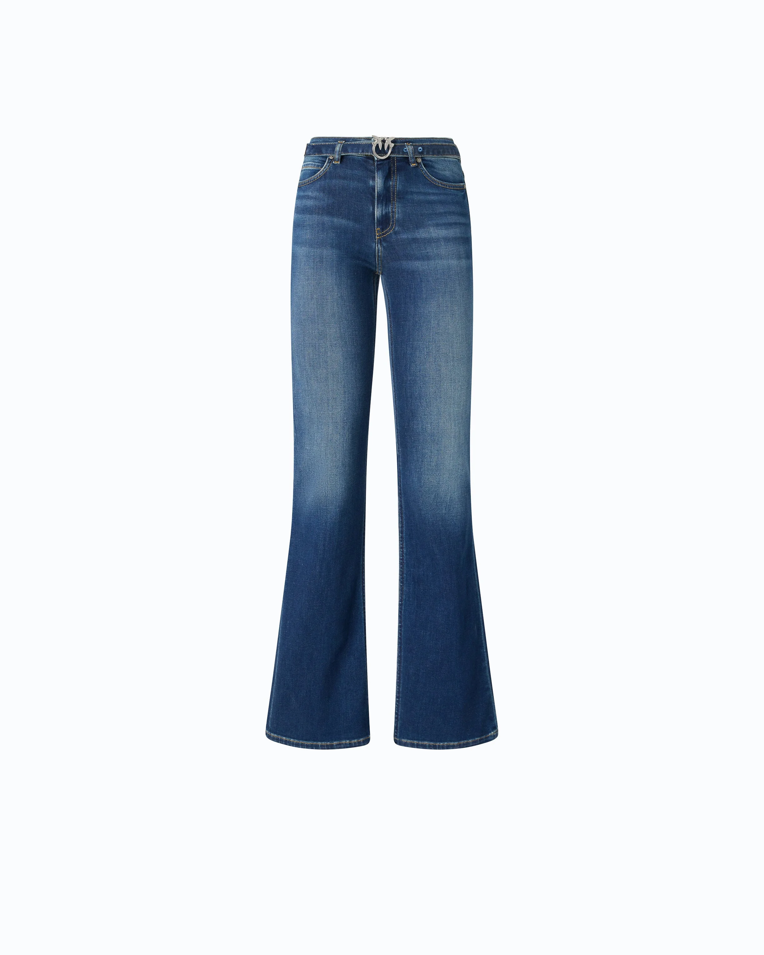 FLARED JEANS WITH BELT - 1