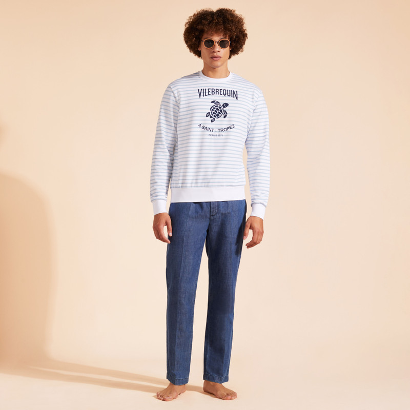 Men Cotton Striped Crewneck Sweatshirt 5