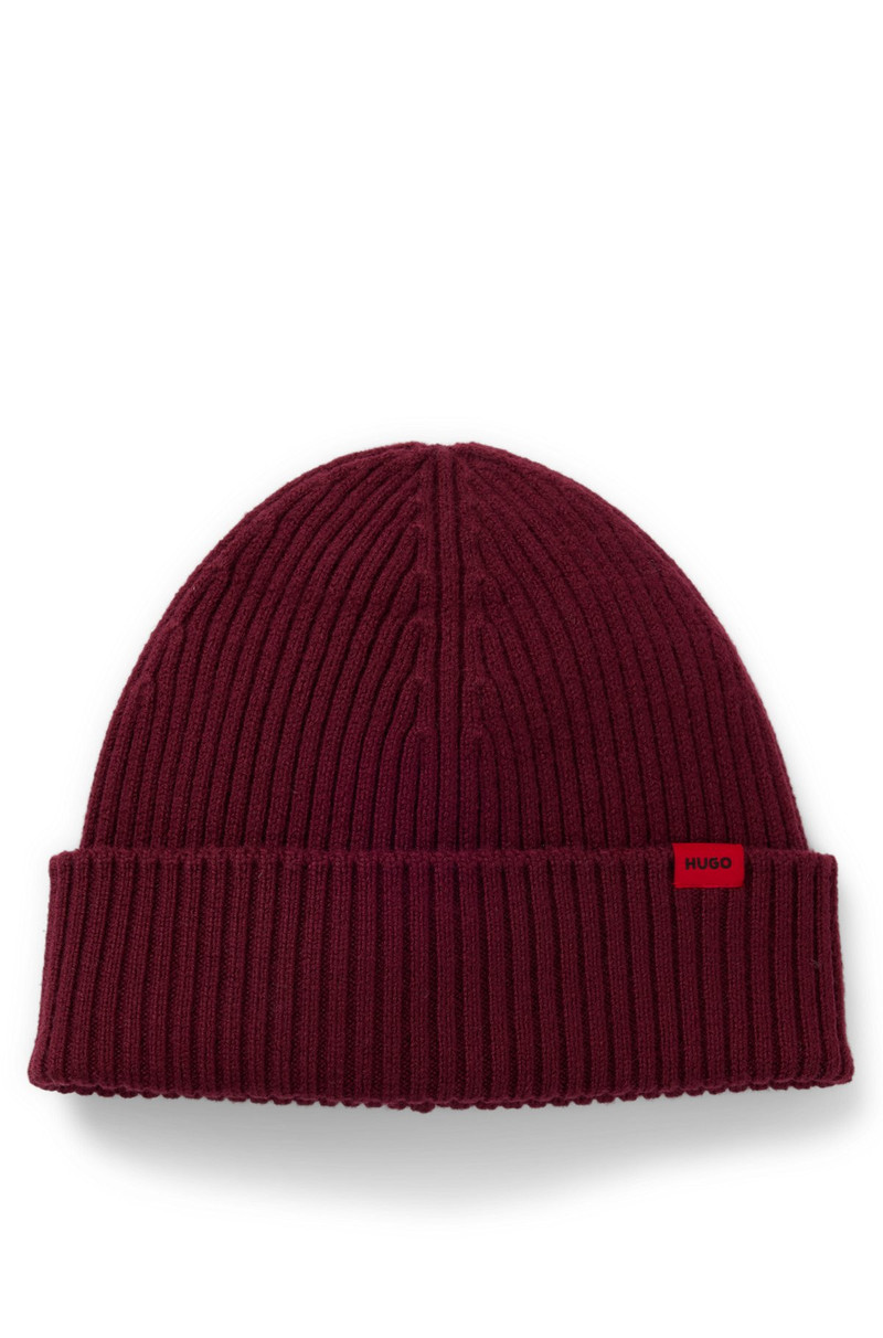 RED-LOGO BEANIE HAT IN VIRGIN WOOL 1