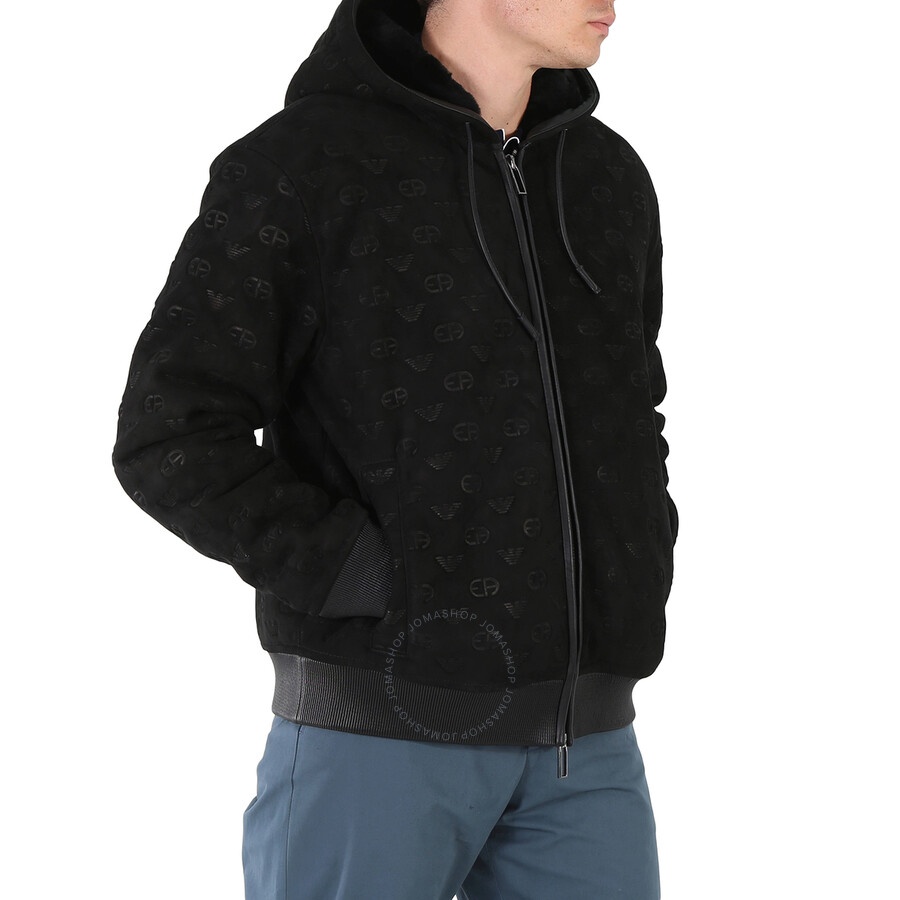 Emporio Armani Men's Black Logo-Embroidered Blouson Jacket - 5