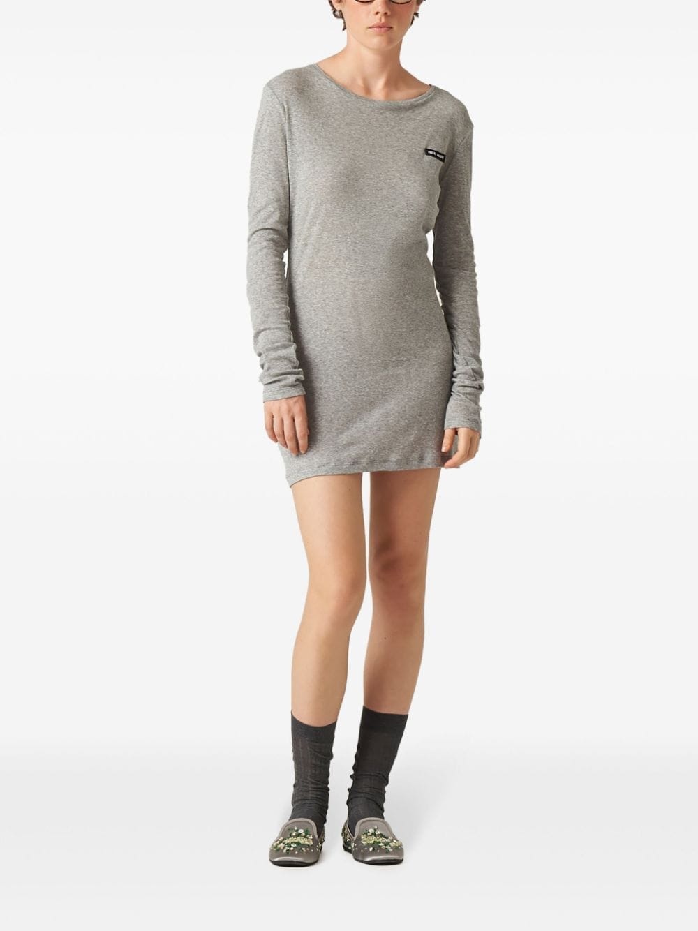 ribbed knit jersey dress - 2