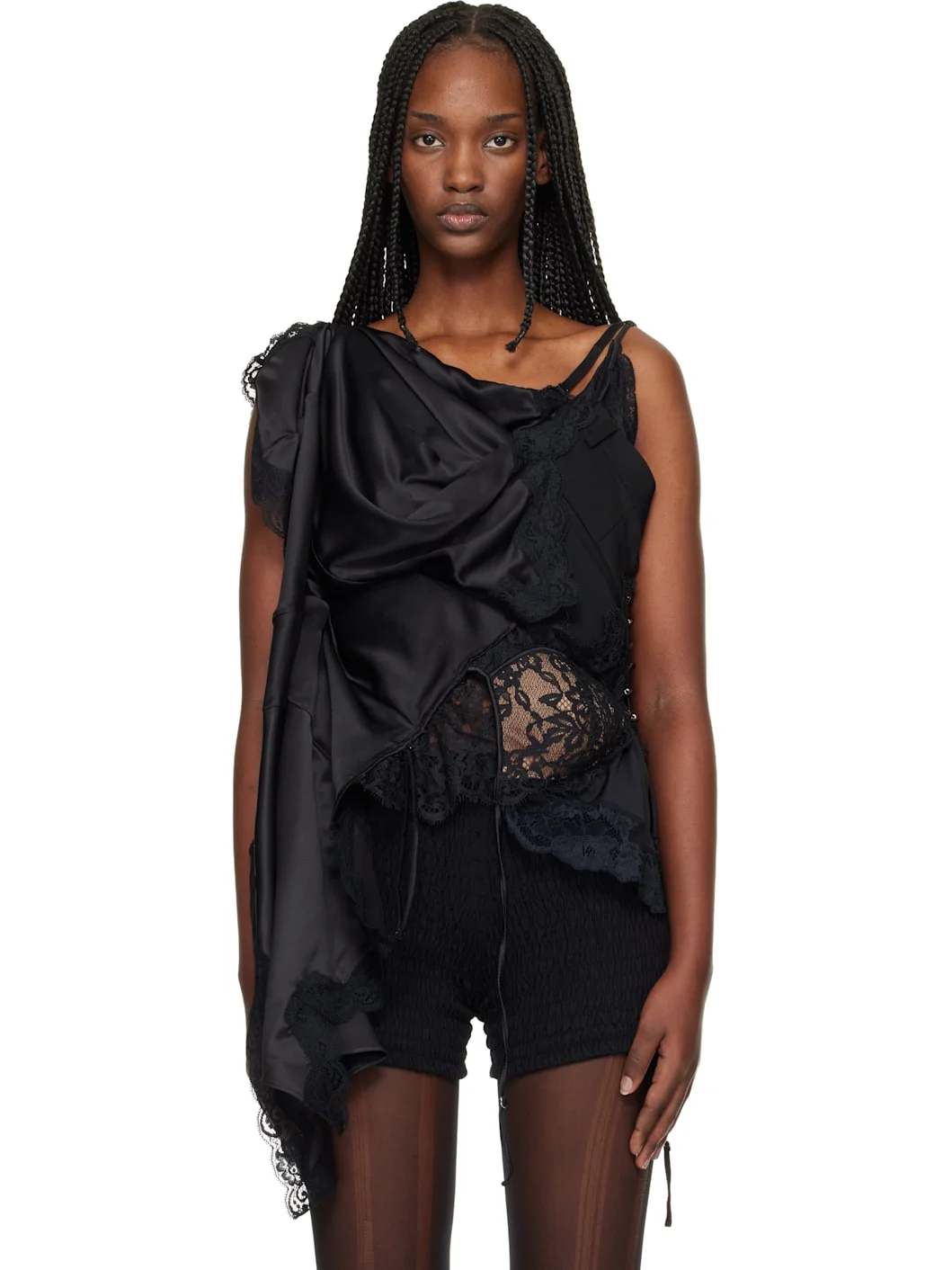 Black Peach John Edition W-Name Drape Top - 1