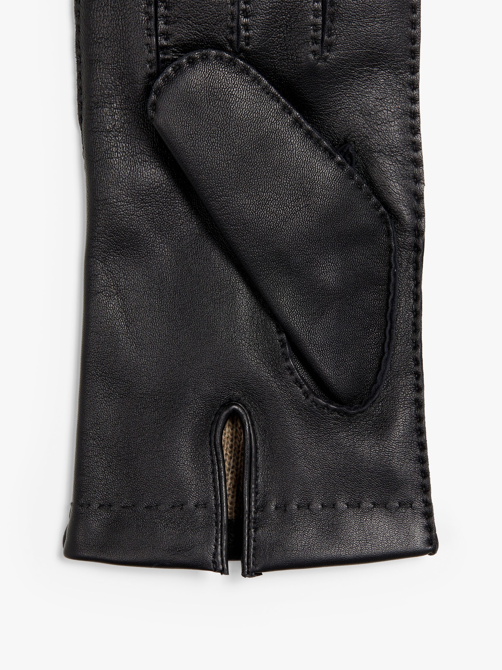 BLACK HAIRSHEEP LEATHER CASHMERE LINED GLOVES - 2