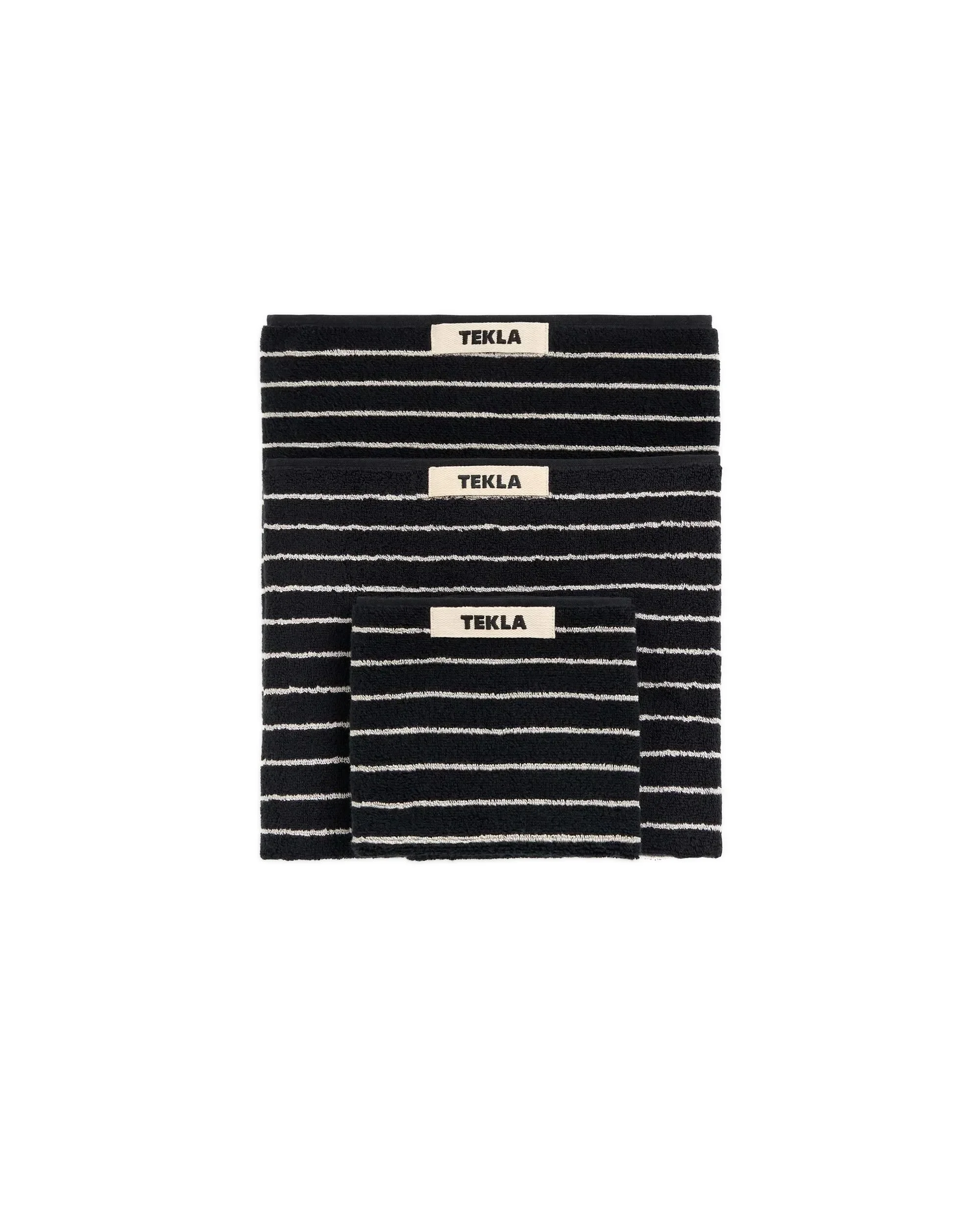 Tekla Terry Washcloth Black Stripes - 1