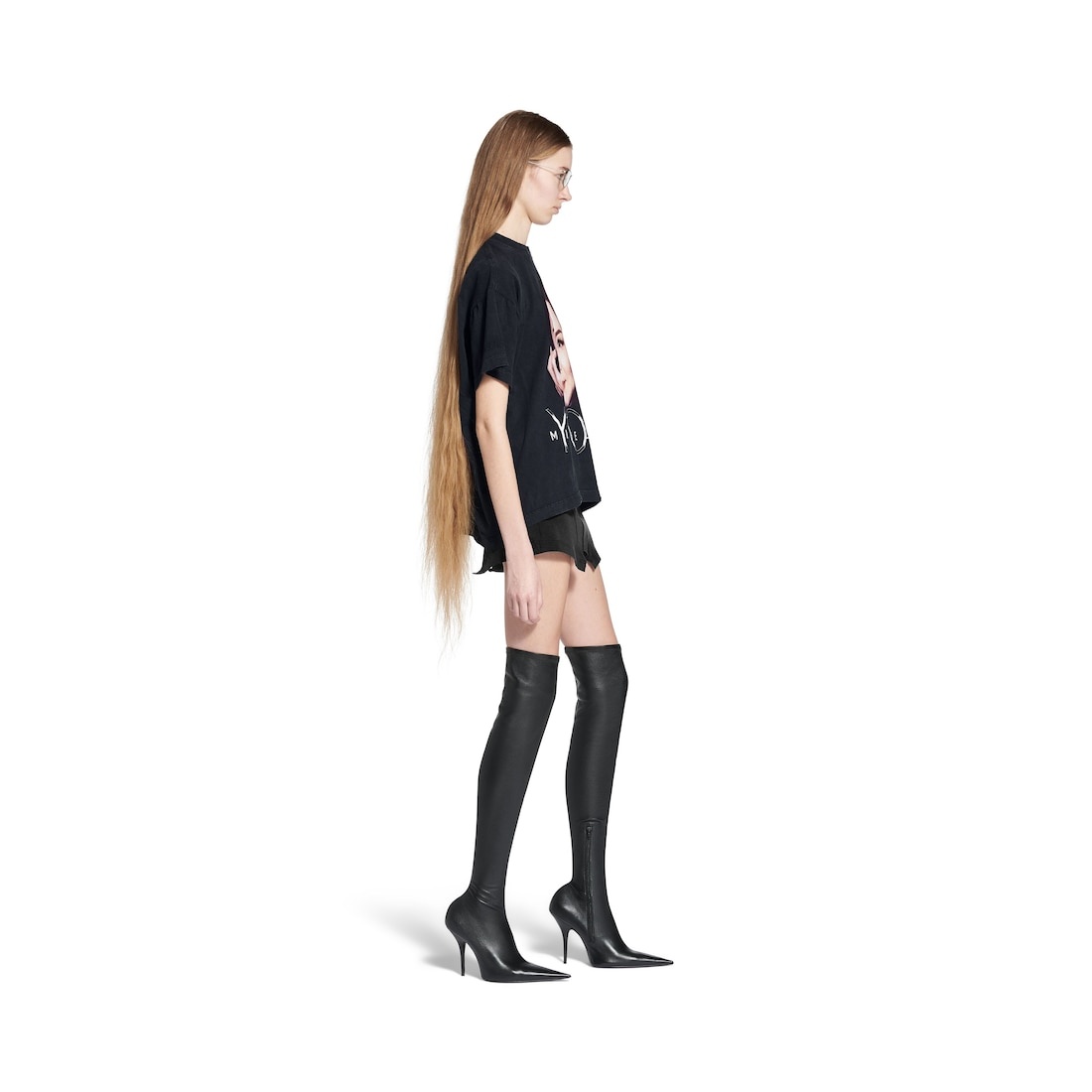 Michelle Boxy T-shirt in Black Faded - 5