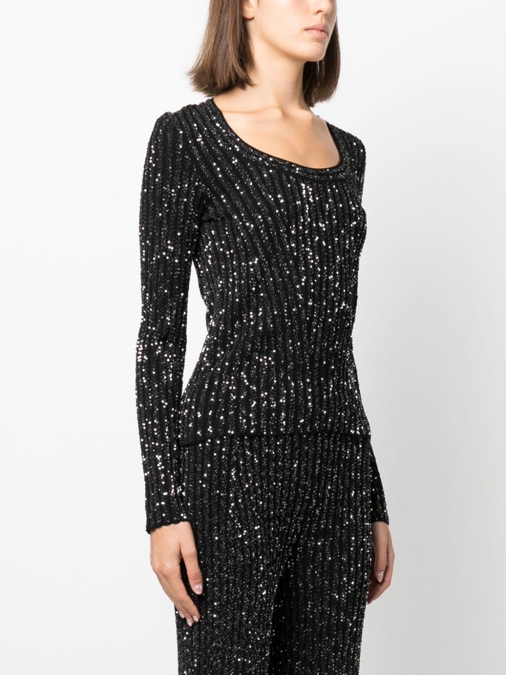 sequin-embellished ribbed-knit jumper - 3