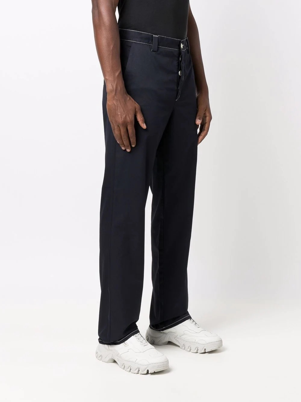 logo-patch straight-leg trousers - 3