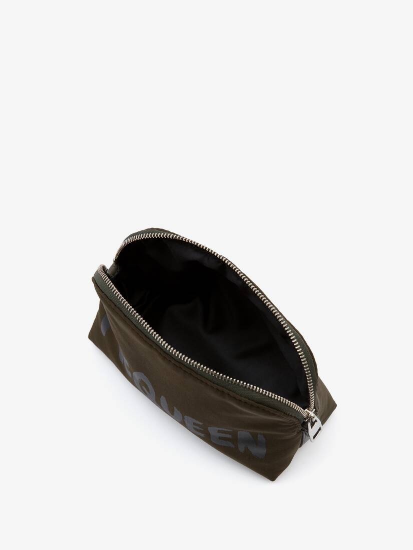 Mcqueen Graffiti Medium Zip Pouch in Khaki - 4