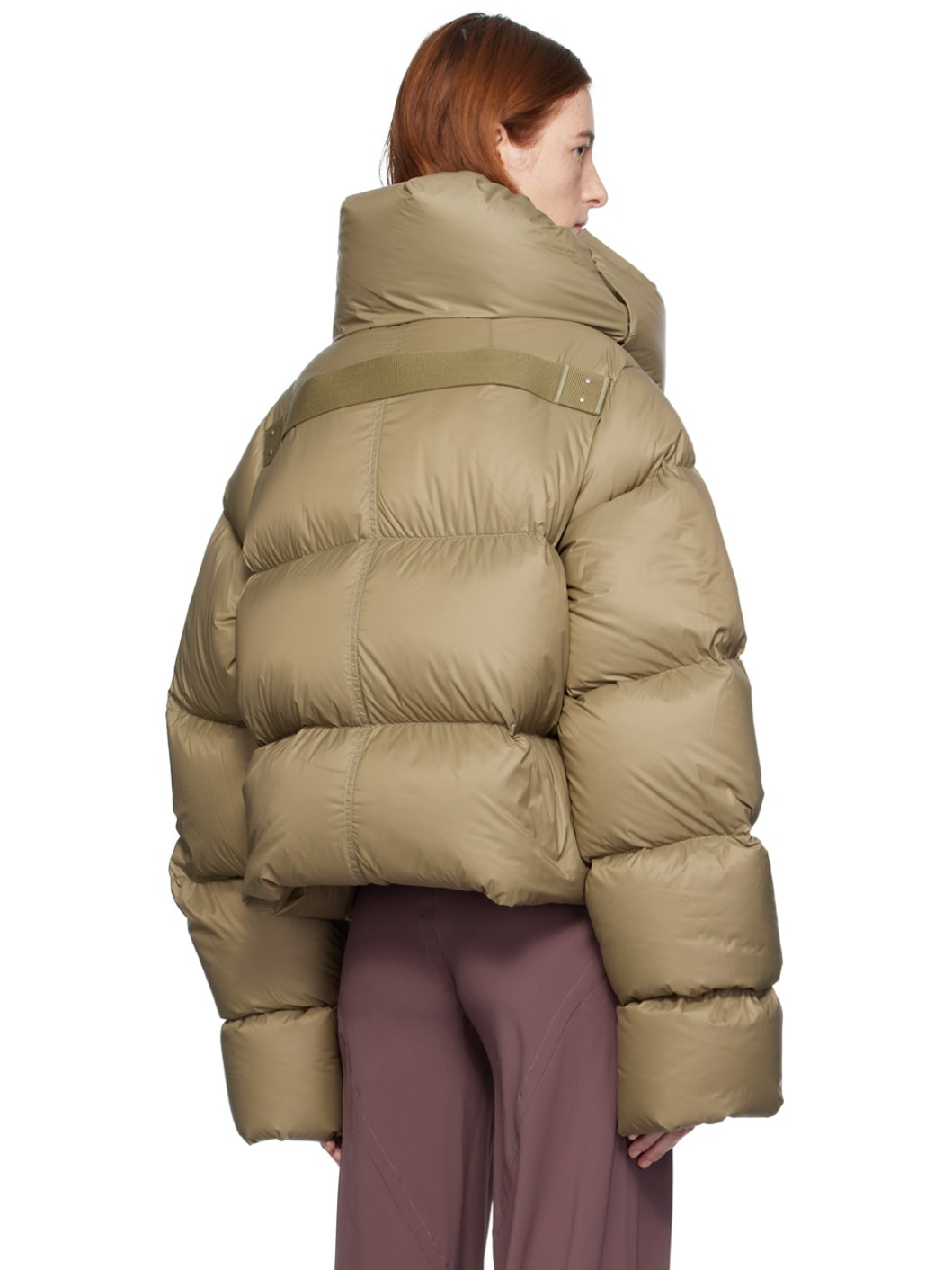 Green Funnel Neck Down Jacket - 3