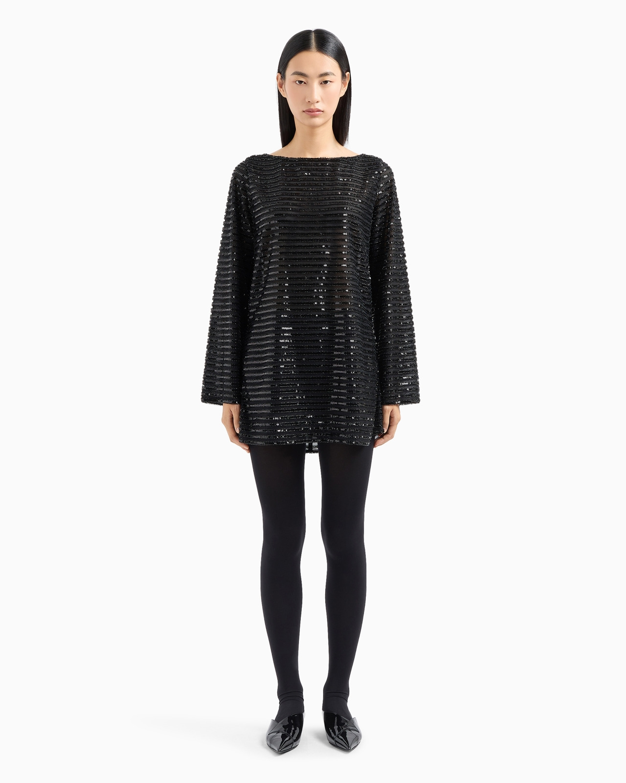 Moon Capsule collection tulle tunic dress with striped sequinned motif - 2