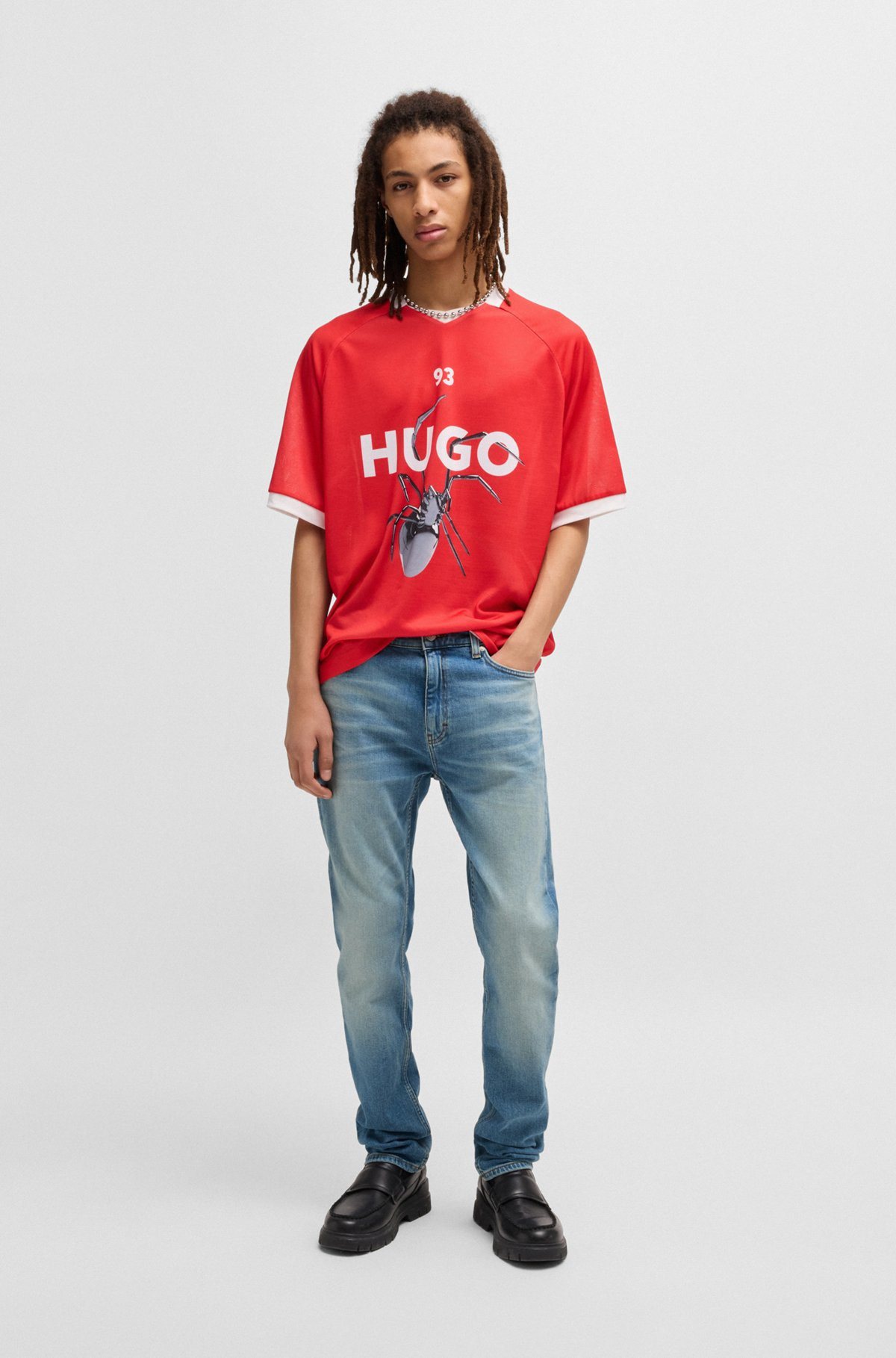 SLIM-FIT JEANS IN MID-BLUE STRETCH DENIM - 3