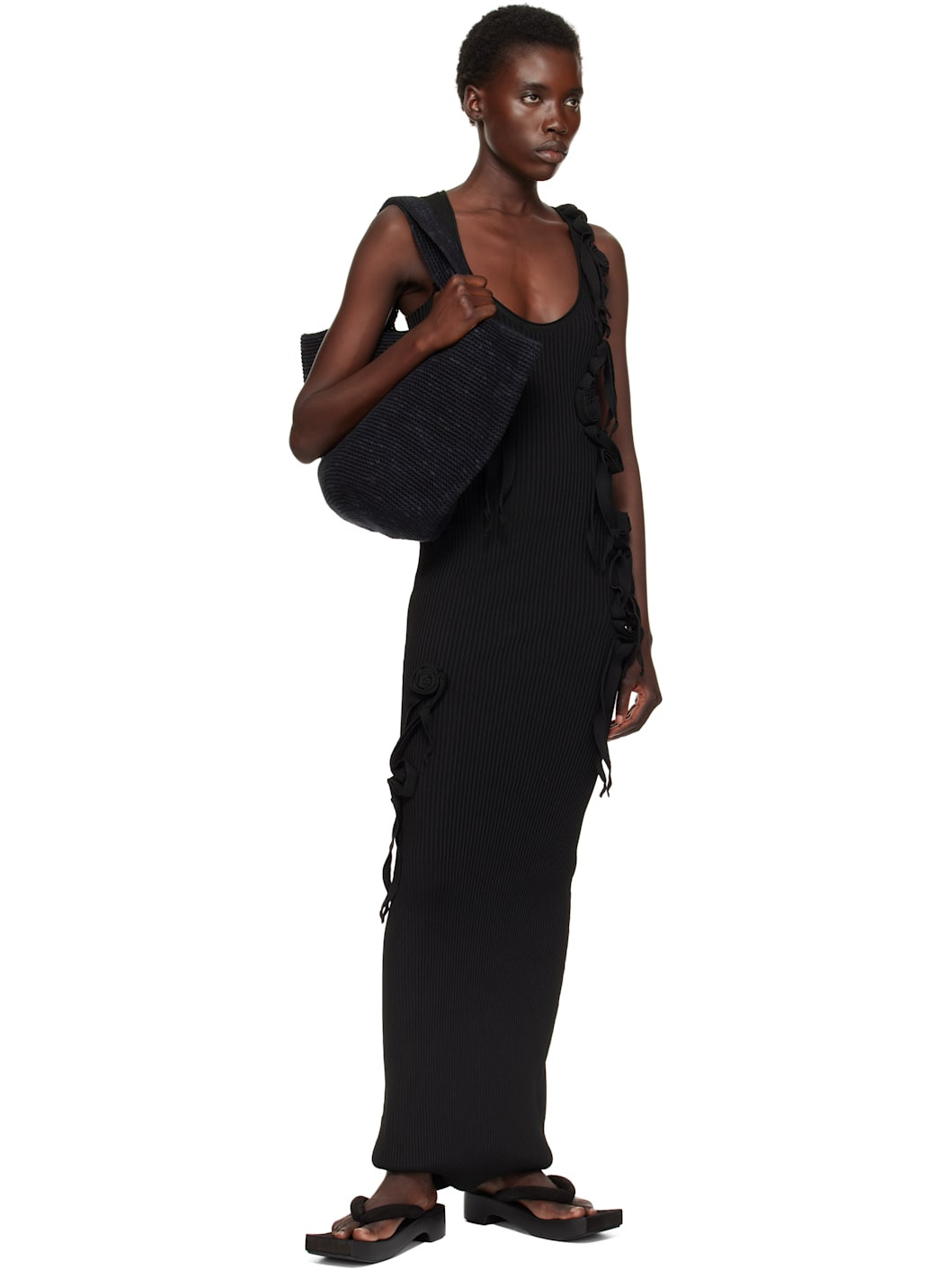 Black Crochet Bowl Tote - 4