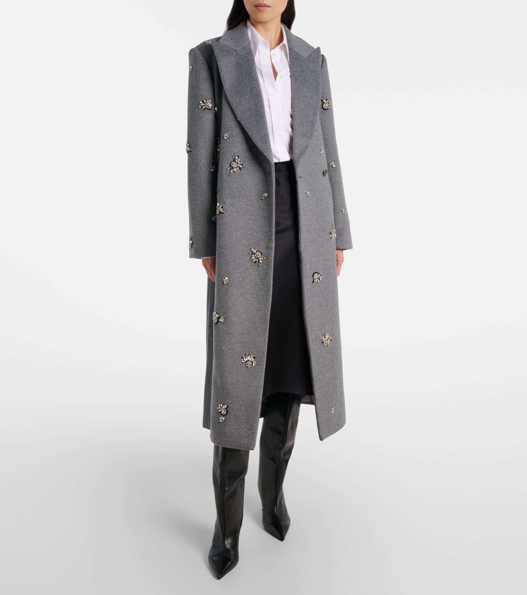 Gianni embellished wool-blend coat - 6