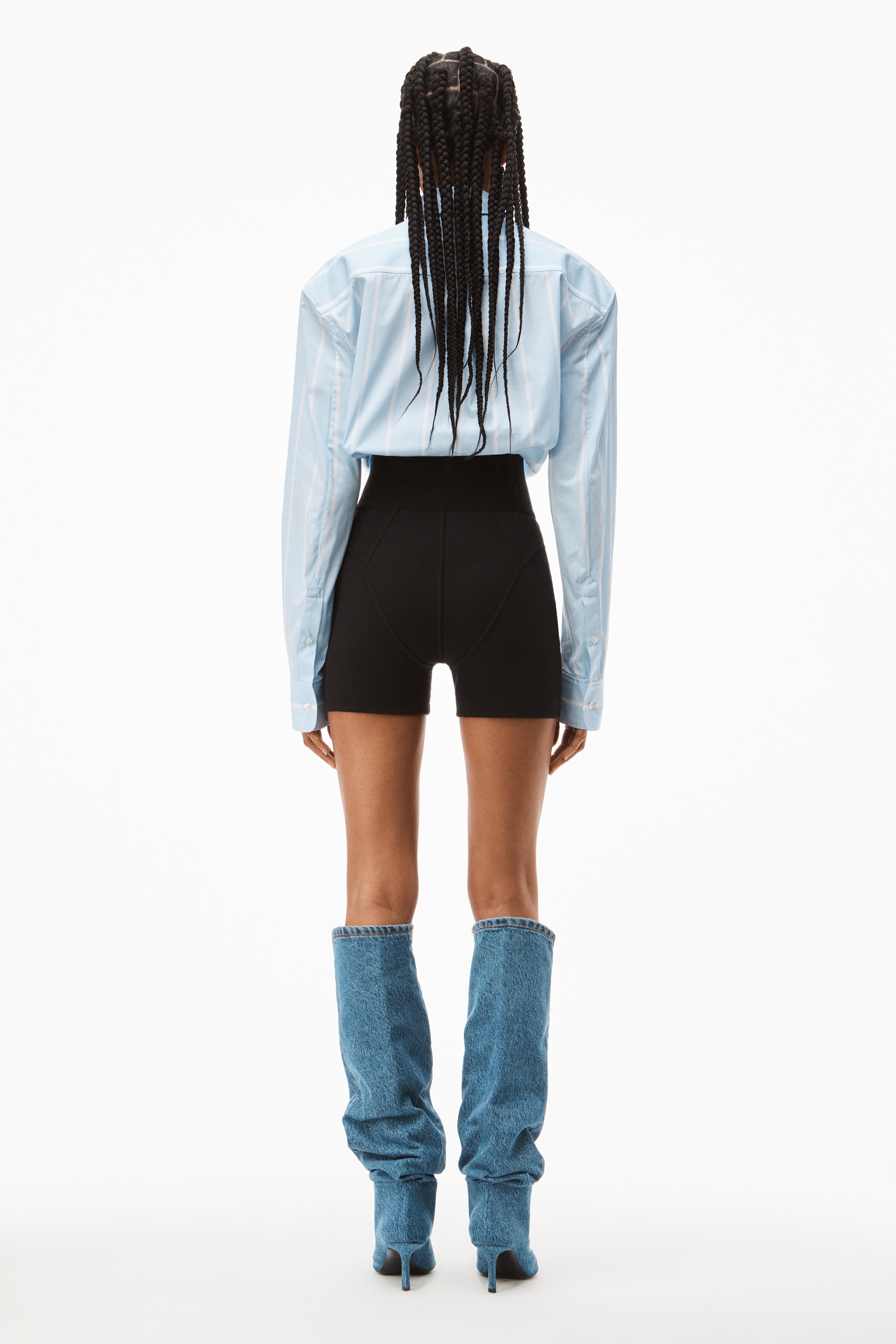 logo elastic bike short in ribbed jersey - 4